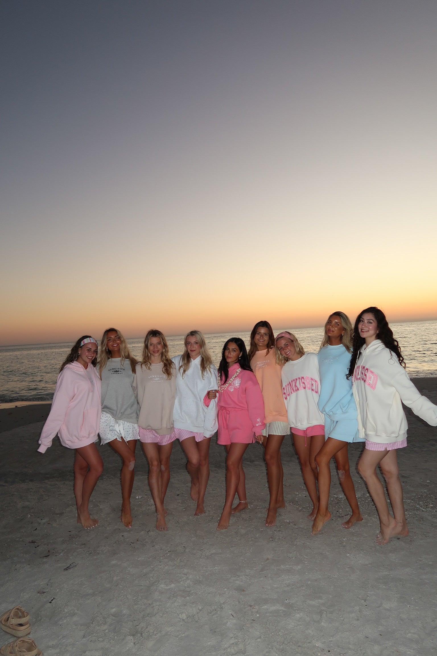 Light Pink Sunset Rays Embroider Sweatshirt Girls Product Image