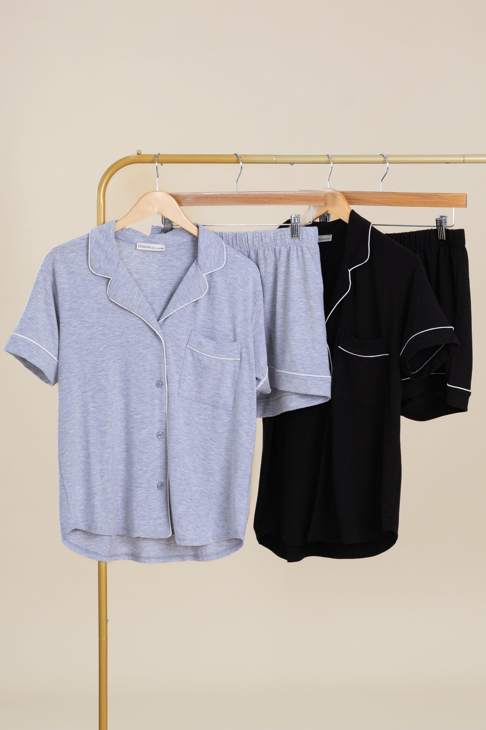 Short Sleeve Button Down And Shorts PJ Sets Product Image