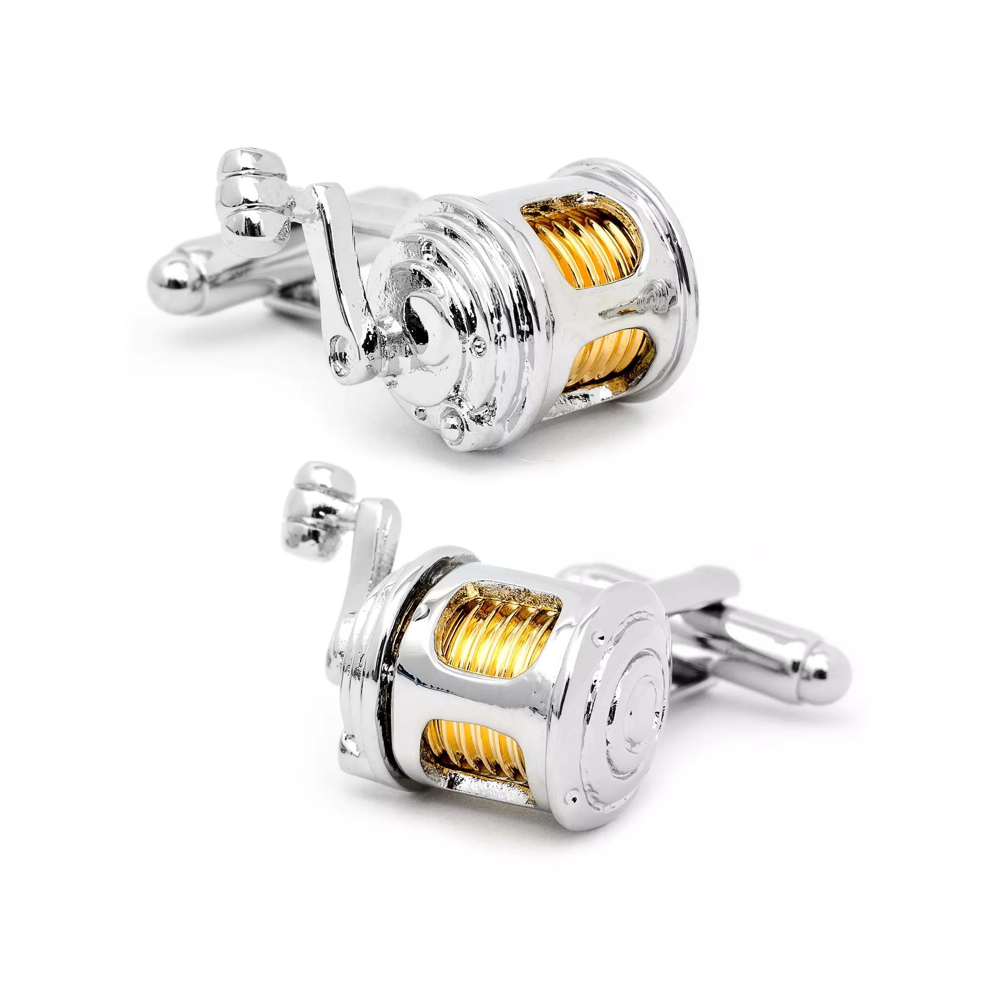 Mens Two-Tone Fishing Reel Cufflinks Product Image