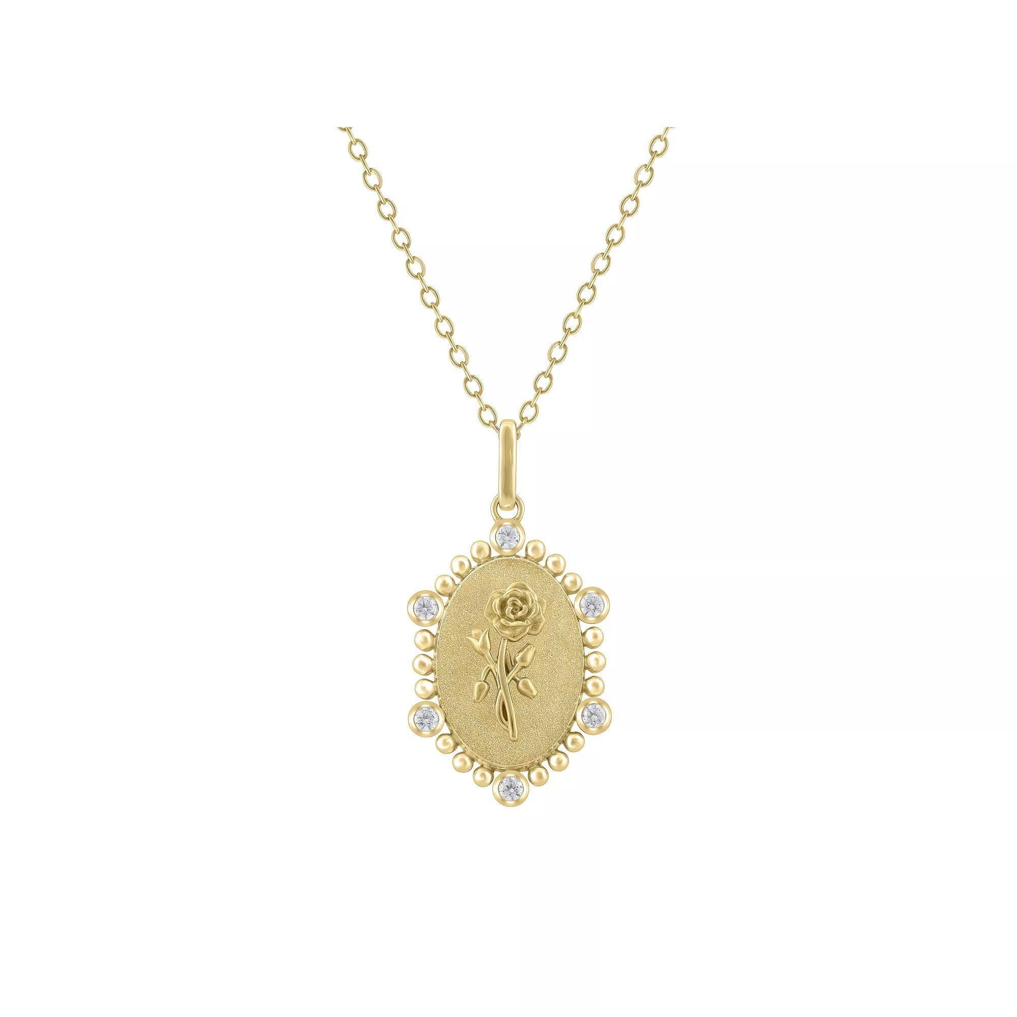 Royal Aura 1/10 Carat T.W. Birth Flower June Rose Pendant Necklace, Women's, Size: 18", Gold Tone Product Image