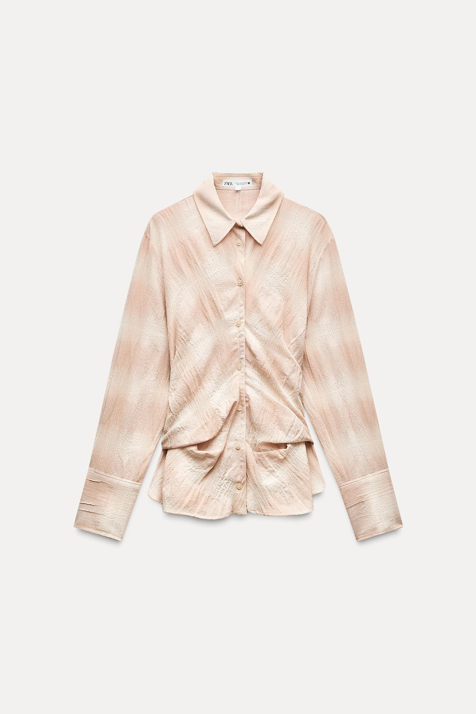 PLAID DRAPED SHIRT ZW COLLECTION Product Image