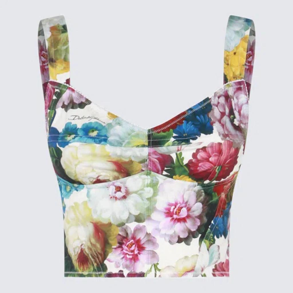 DOLCE & GABBANA White Polka Silk Corset Bustier Top In Multicolor Product Image