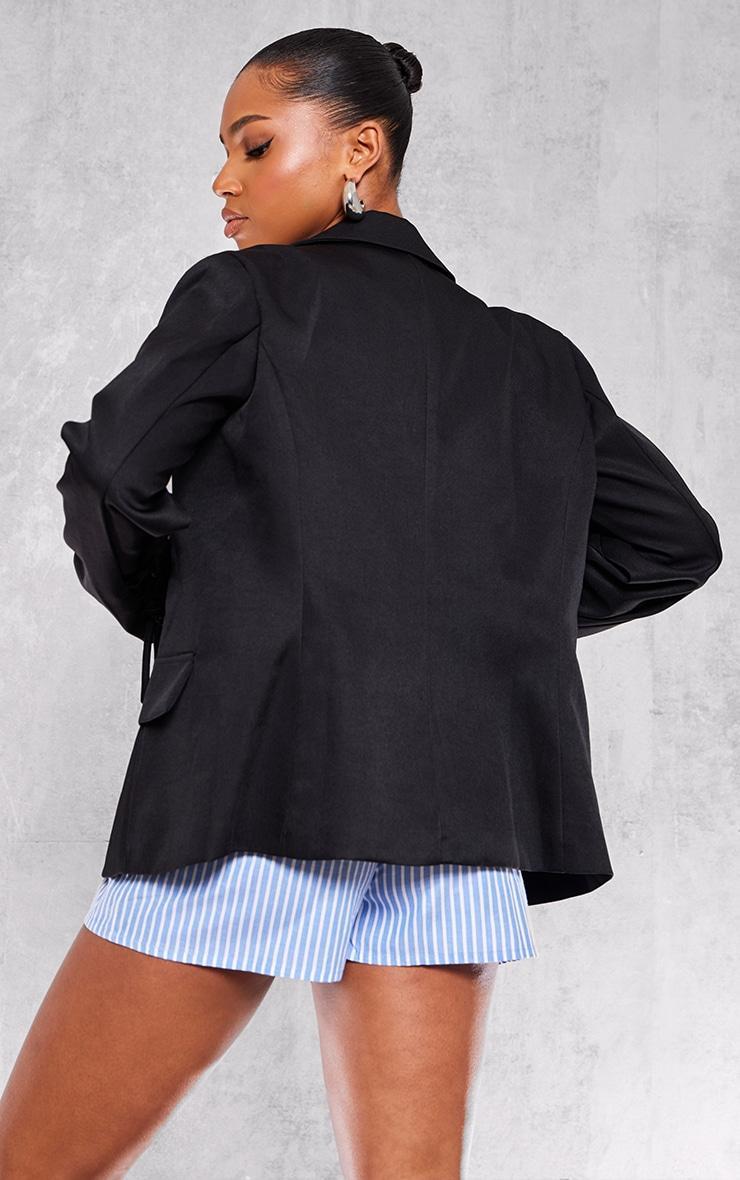 Black Lace Up Sleeve Blazer Product Image
