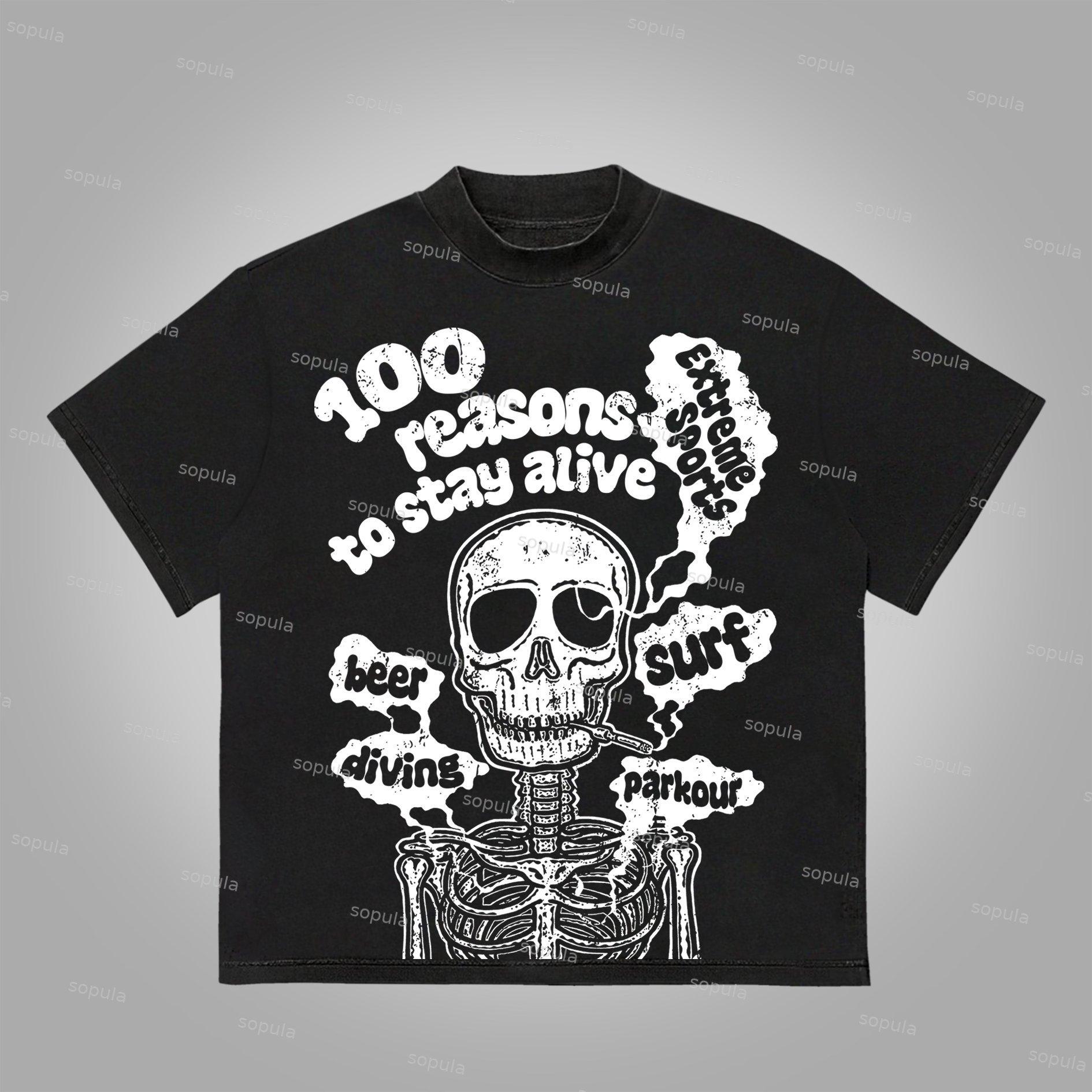 Sopula 100 Reasons To Stay Alive Graphics Print Cotton T-Shirt Product Image
