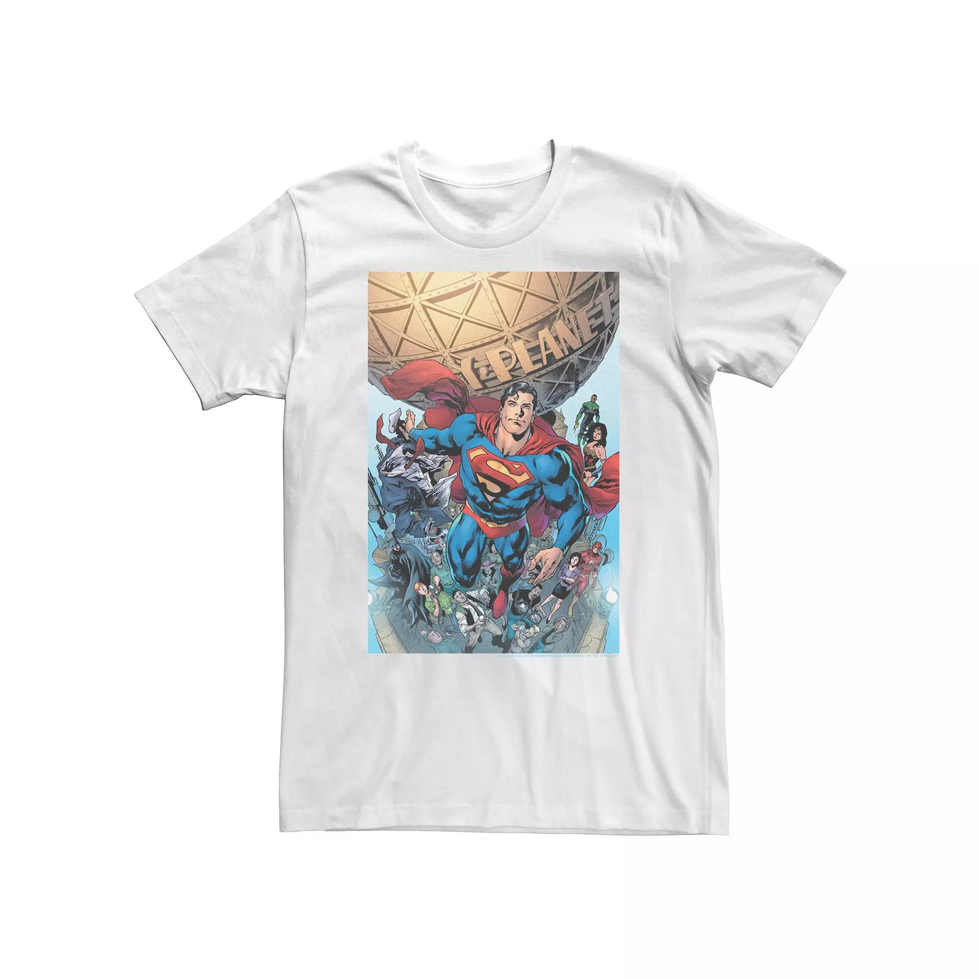 Big & Tall DC Comics Justice League Daily Planet Poster Tee, Men's, Size: XXL Tall, White Product Image