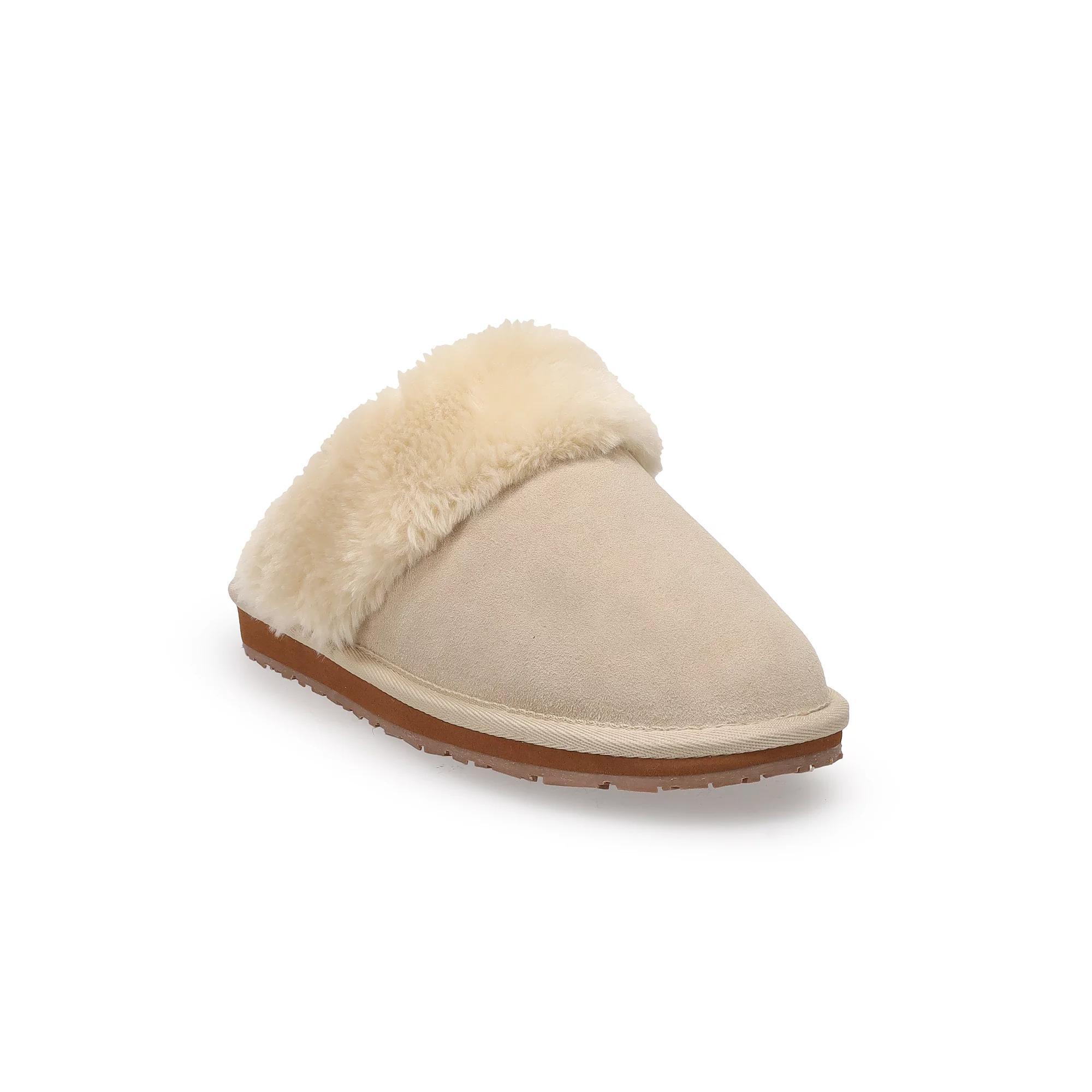Womens Clarks Faux Fur Suede Scuff Slippers Product Image