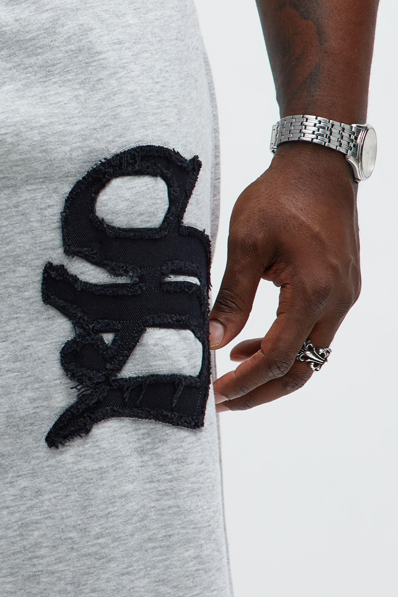 Tyson Relaxed Hit Up Applique Shorts - Heather Grey Male Product Image