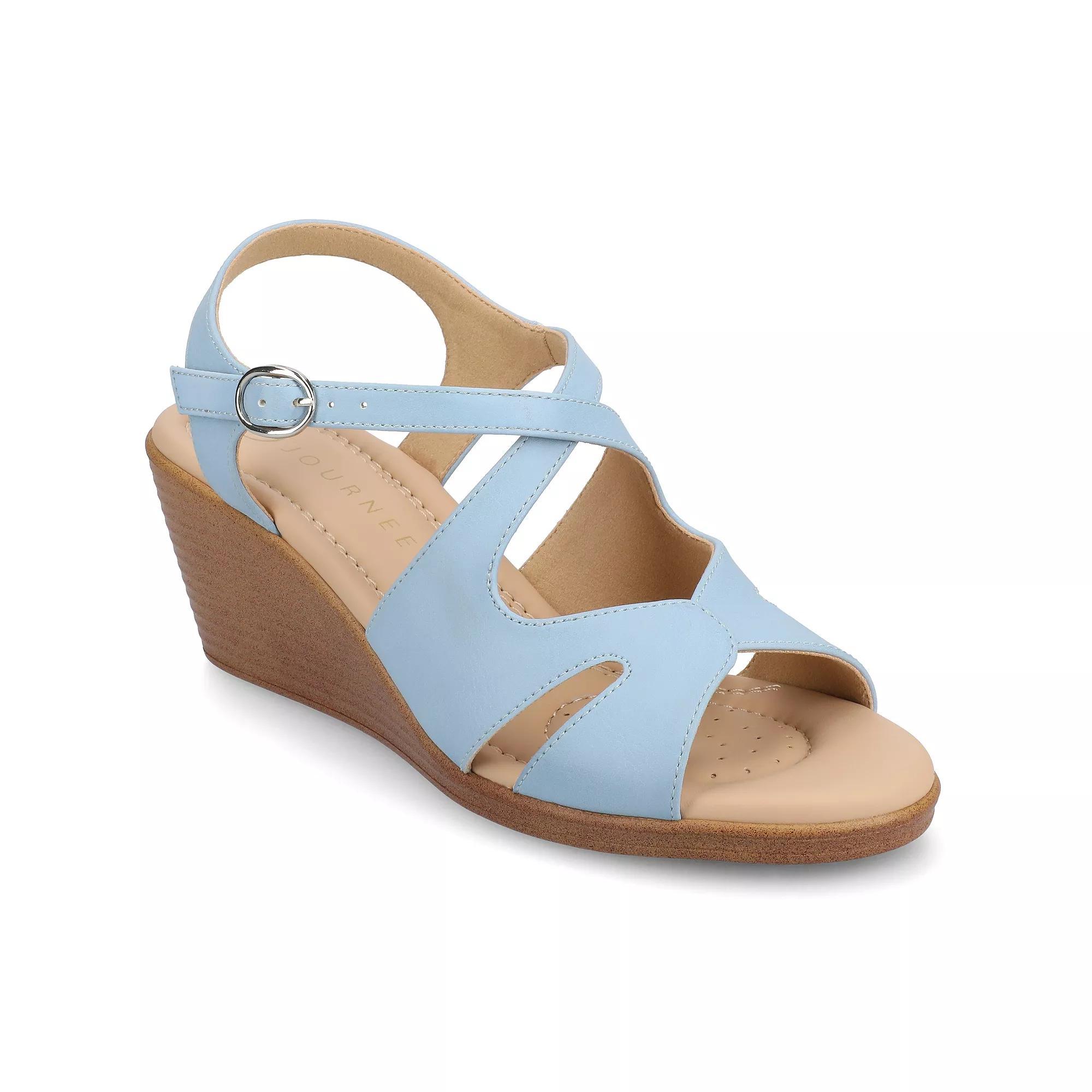 Journee Womens Kedzie II Ankle Strap Wedge Sandals Product Image