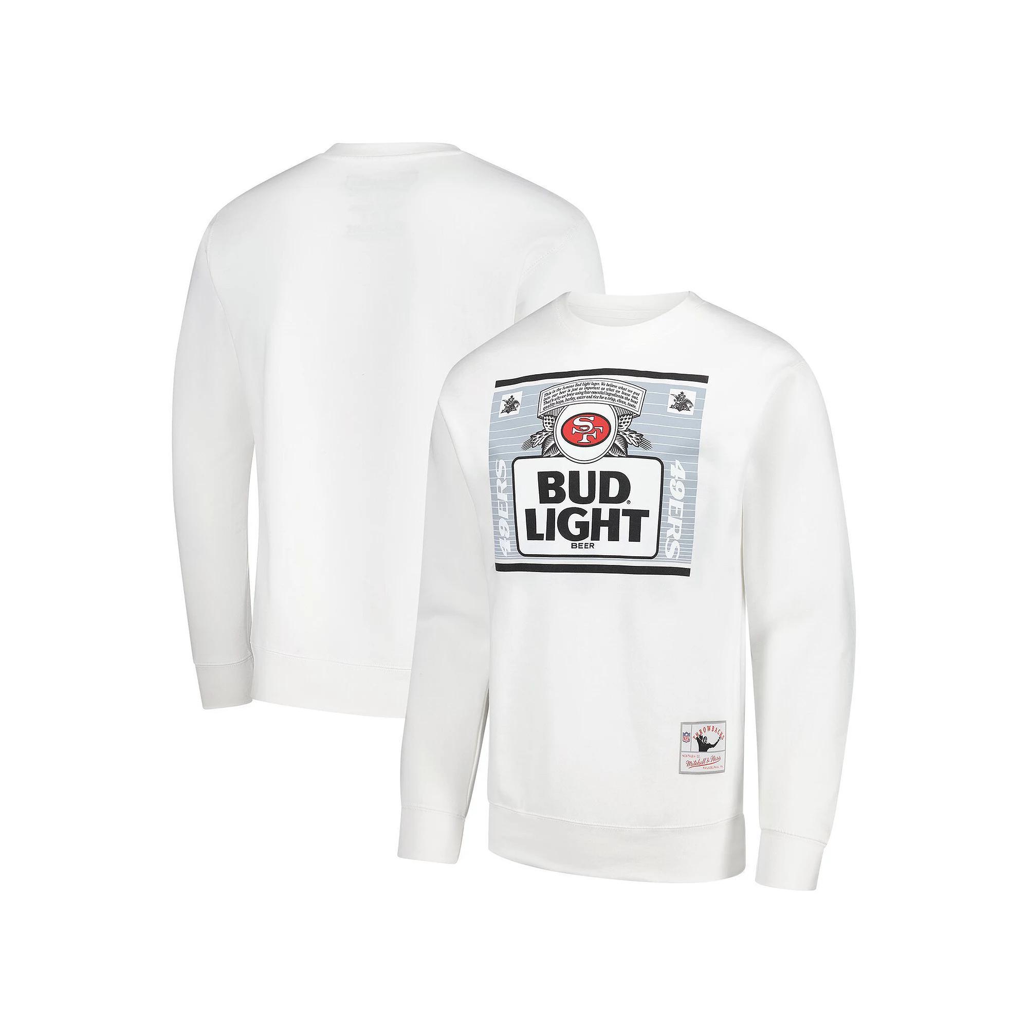 Men's Mitchell & Ness White San Francisco 49ers NFL x Bud Light The Crest Pullover Sweatshirt, Size: Medium Product Image