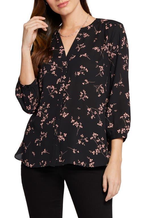 Nydj Three Quarter Sleeve Printed Pintucked Back Blouse Product Image