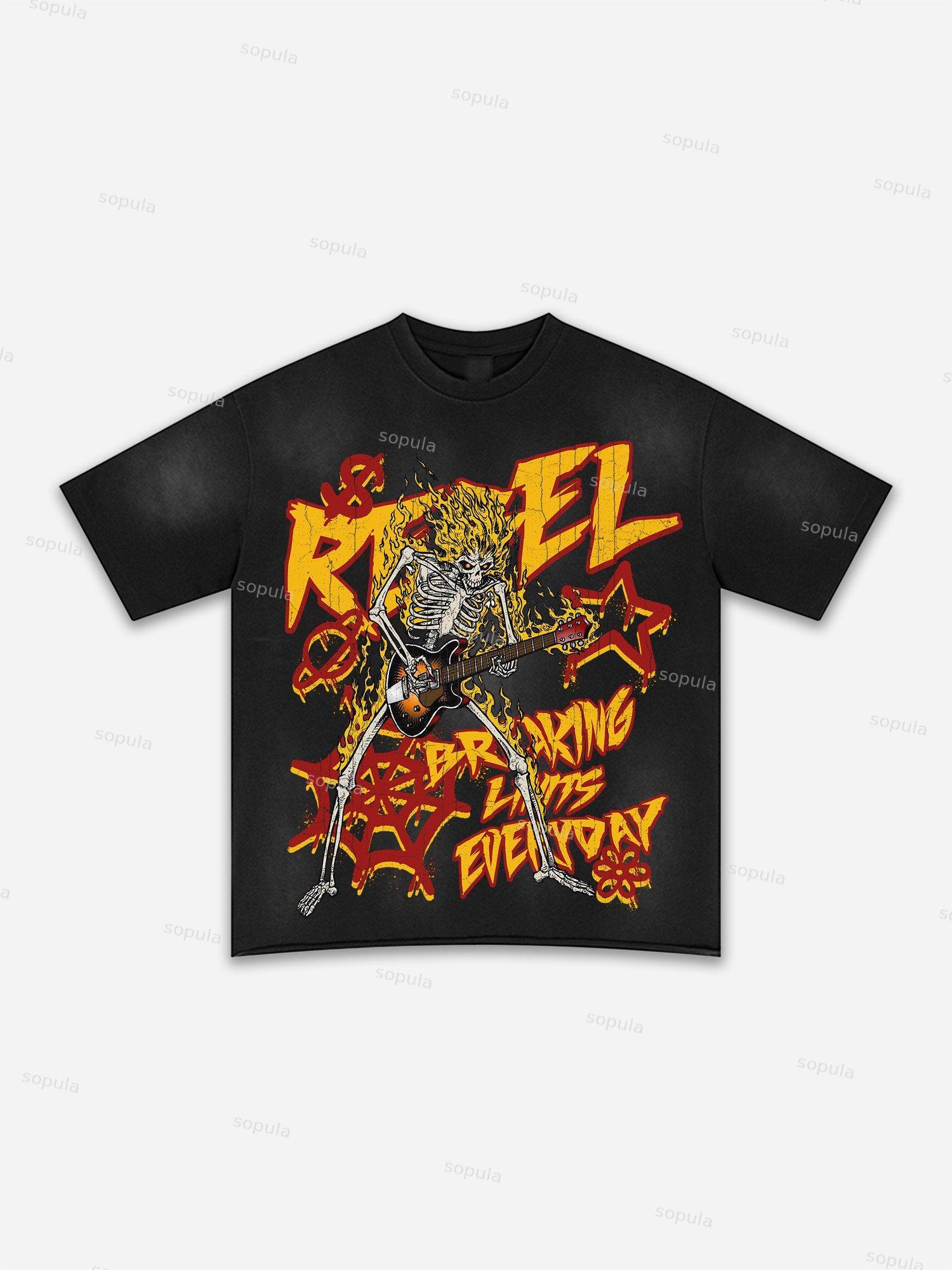 Lips Graphic Print Washed T-shirt Product Image