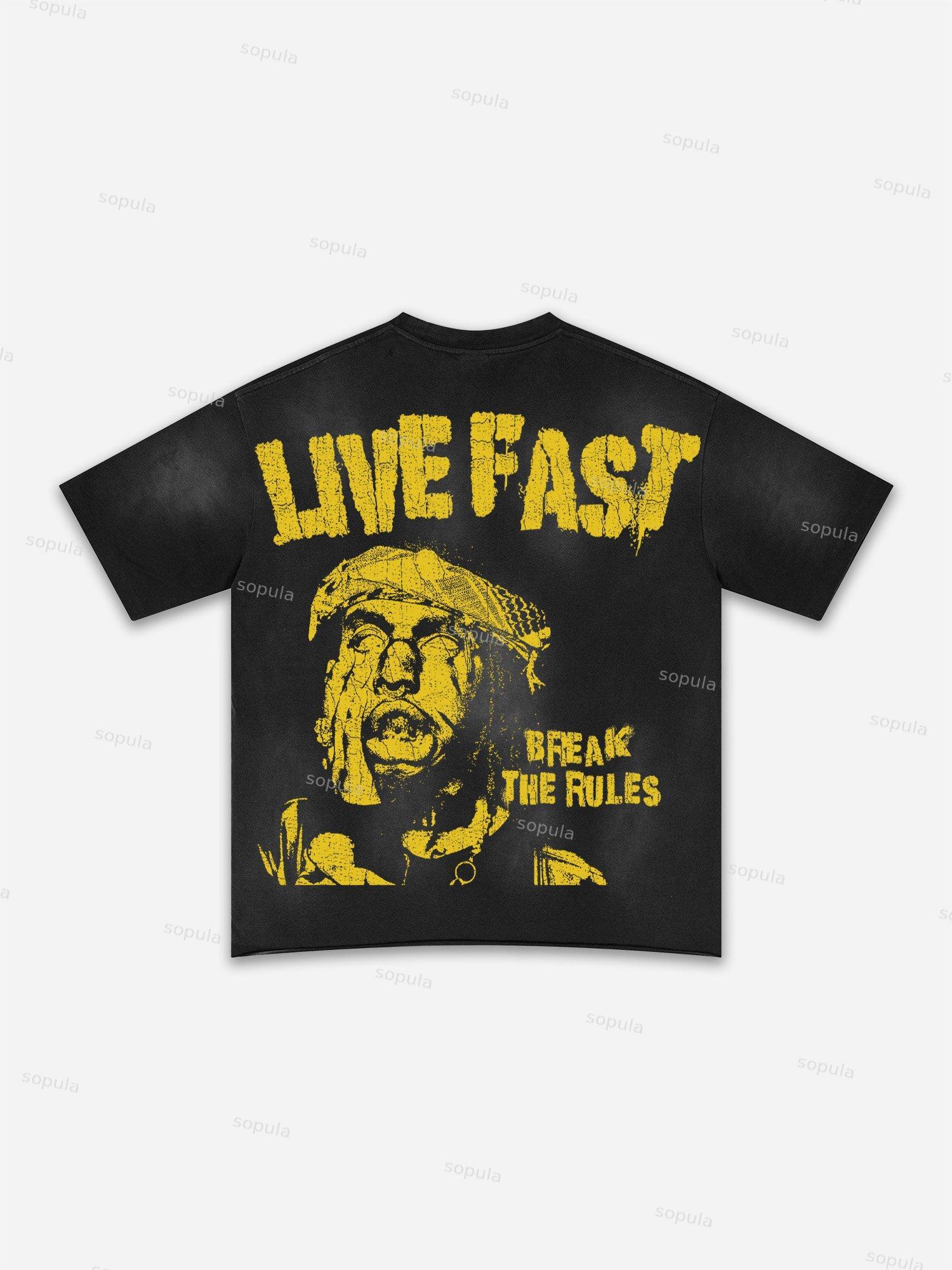 Lips Graphic Print Washed T-shirt Product Image