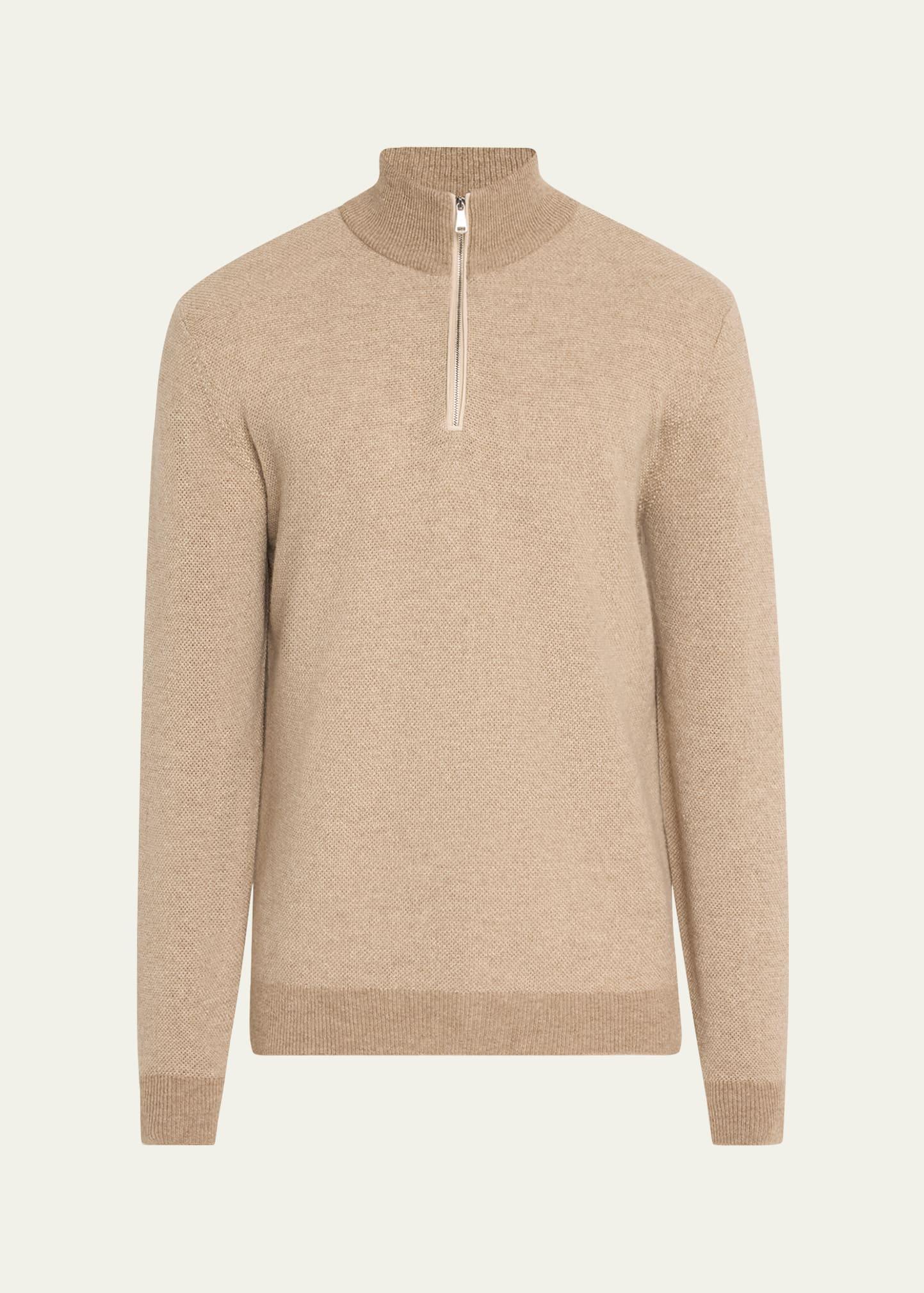 Mens Cashmere Birdseye Half-Zip Sweater Product Image