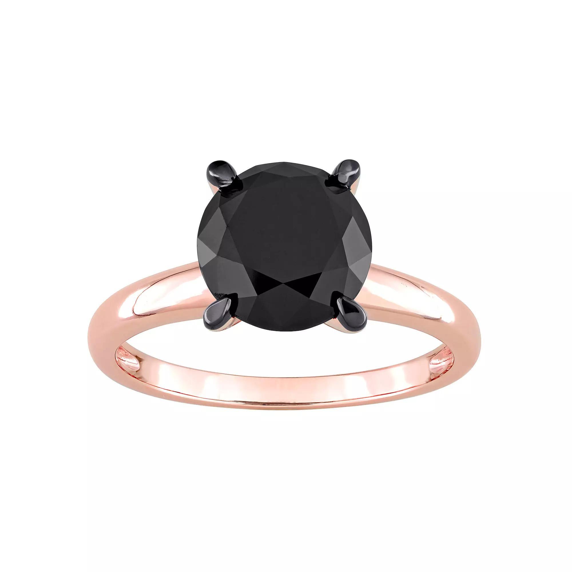 Stella Grace 14k Rose Gold 3 Carat T.W. Black Diamond Solitaire Engagement Ring, Women's, Size: 8.50 Product Image