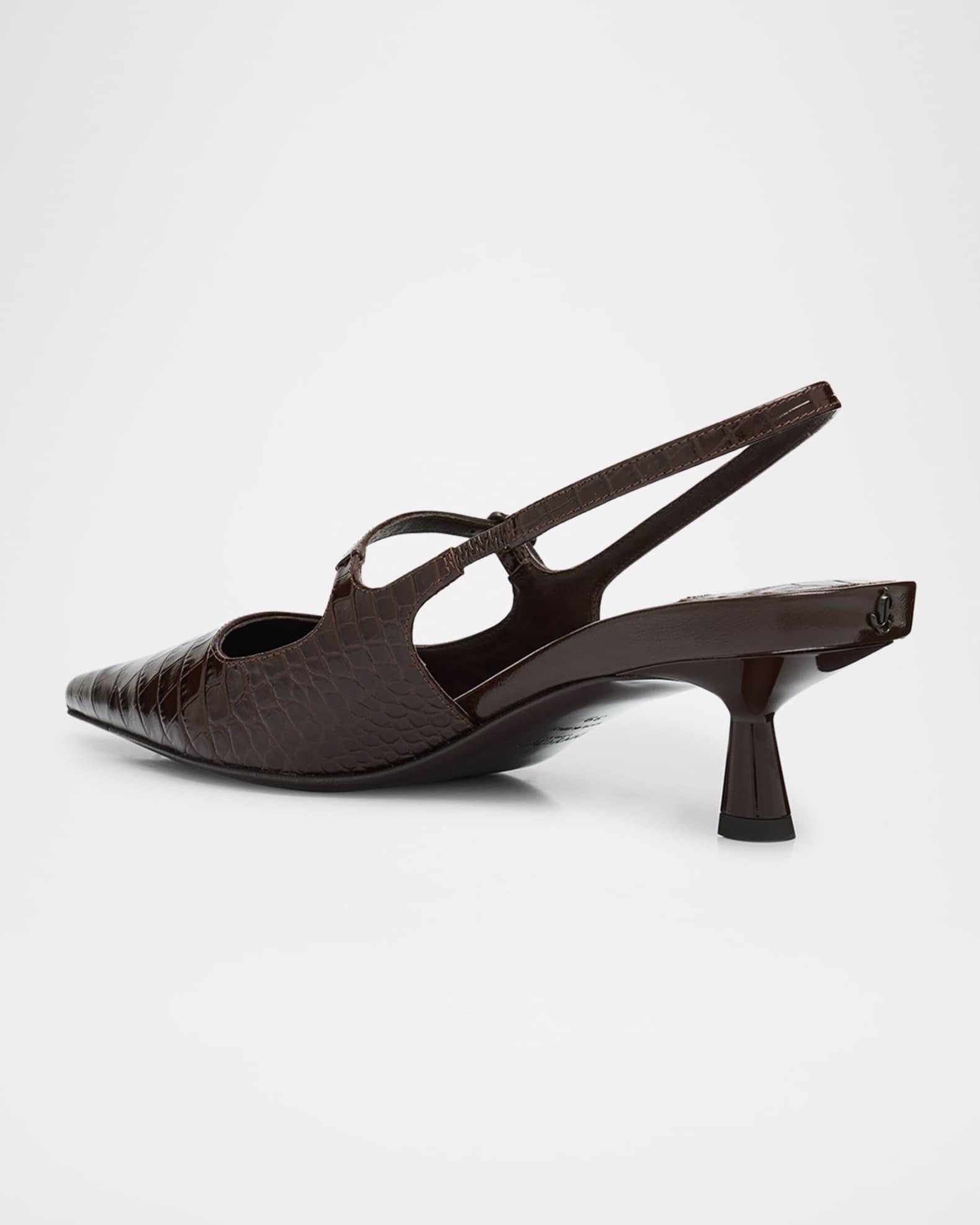 Didi 45 Croc-Embossed Leather Slingback Pumps Product Image