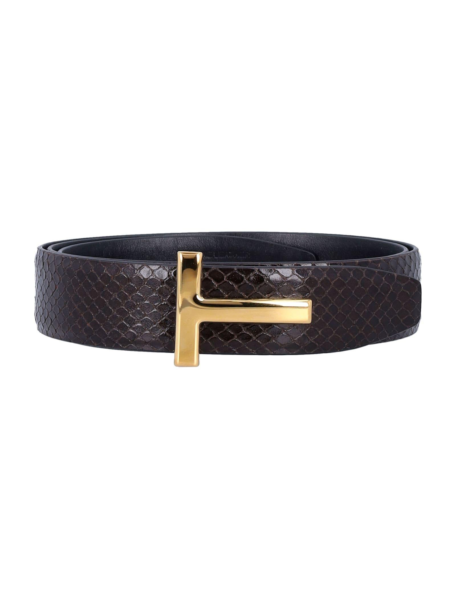 TOM FORD Printed Python Belt In Ebony Product Image