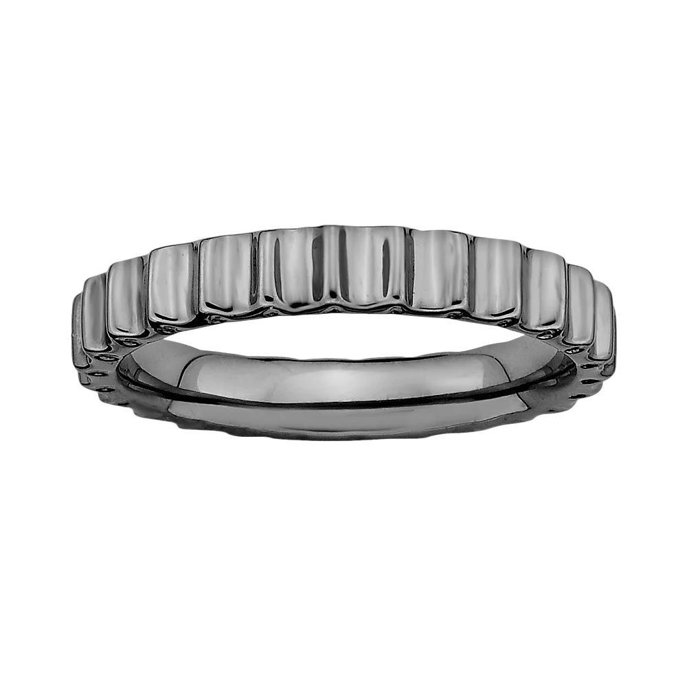 Stacks & Stones Ruthenium-Plated Sterling Silver Beveled Stack Ring, Women's, Size: 7, Black Product Image