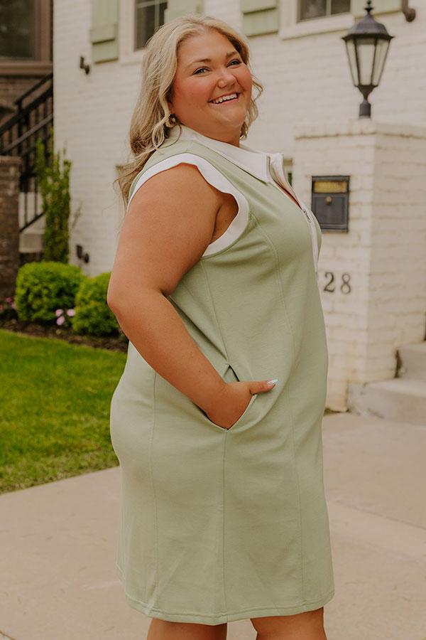 Beach House Brunch Mini Dress in Sage Curves Product Image