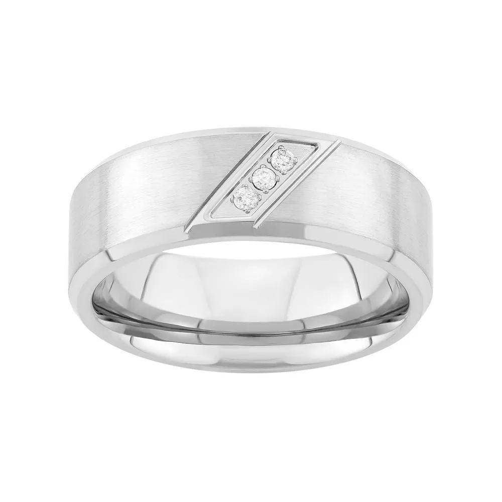Diamond Accent Stainless Steel Wedding Band - Men, Mens Product Image