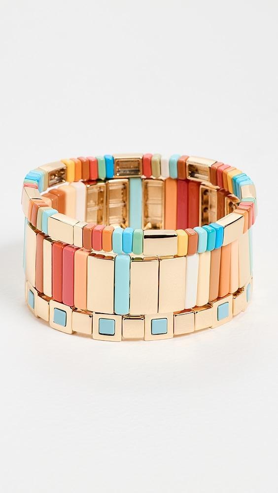 Roxanne Assoulin Enamel and Gold Tone Stretch Bracelet Set | Shopbop Product Image