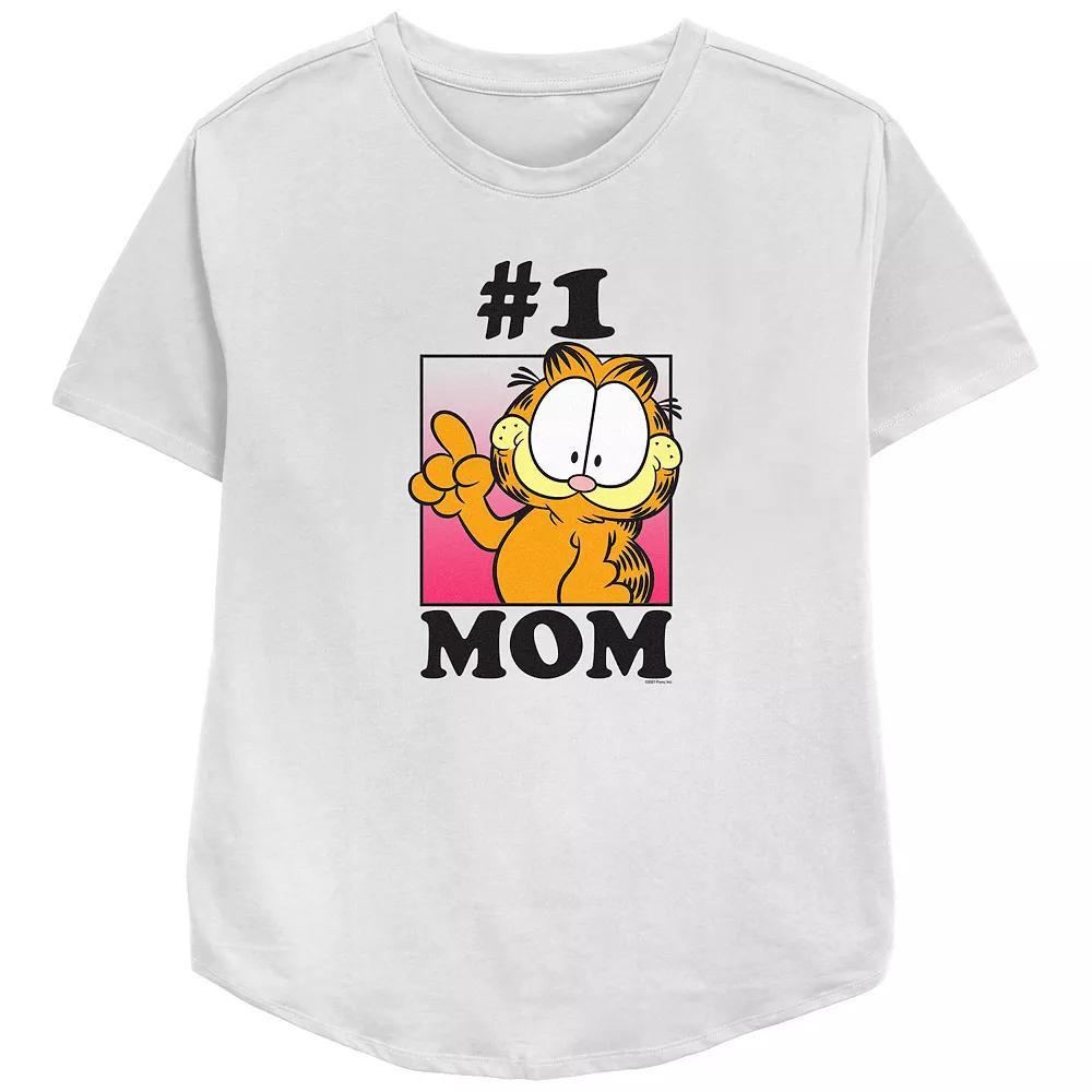 Women's Garfield #1 Mom Relaxed Fit Graphic Tee, Size: XXL, White Product Image