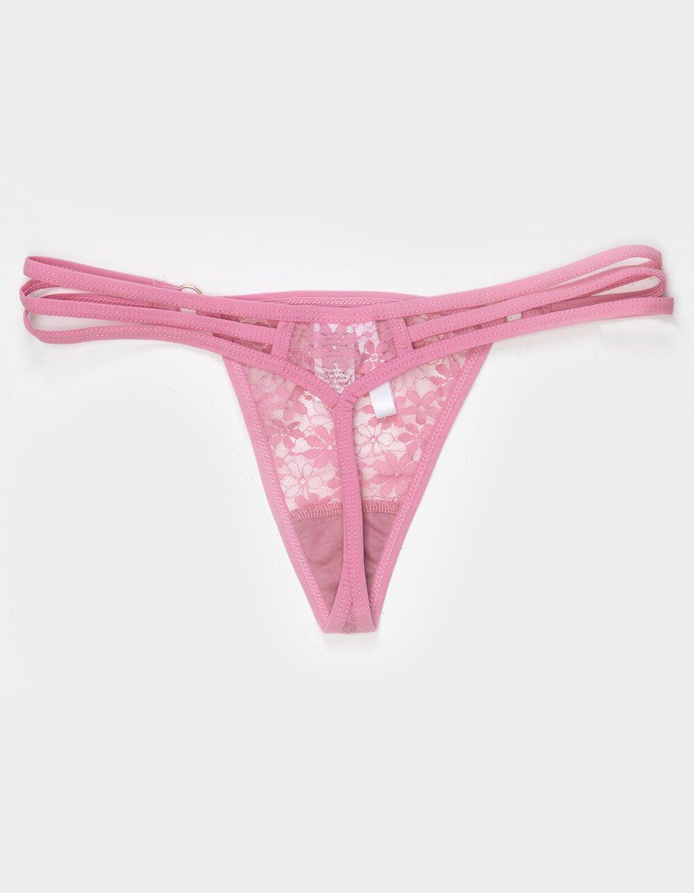 FULL TILT Side Strappy Lace Thong - PINK Product Image