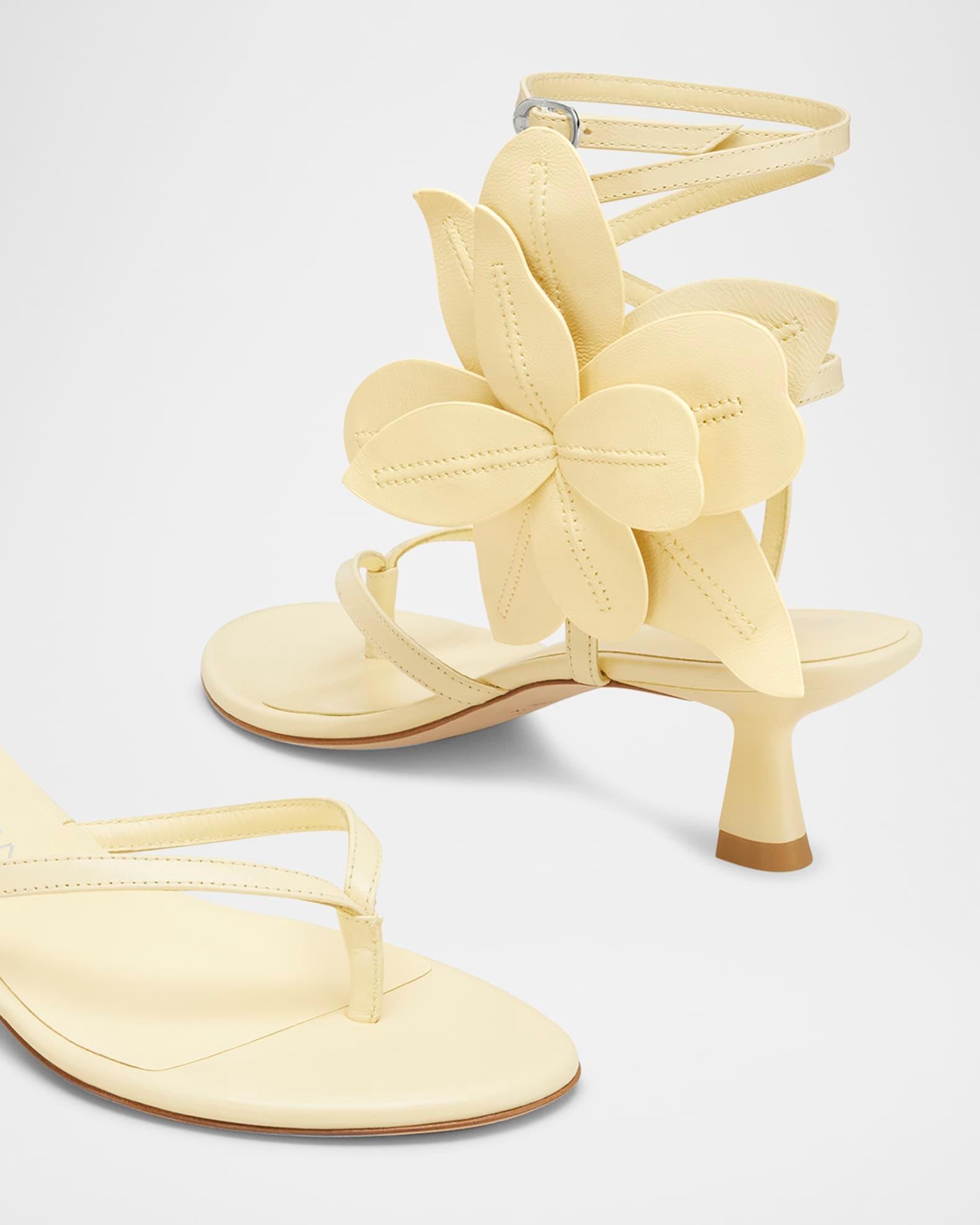 Paradise 50 Flower Leather Kitten Sandals  Product Image