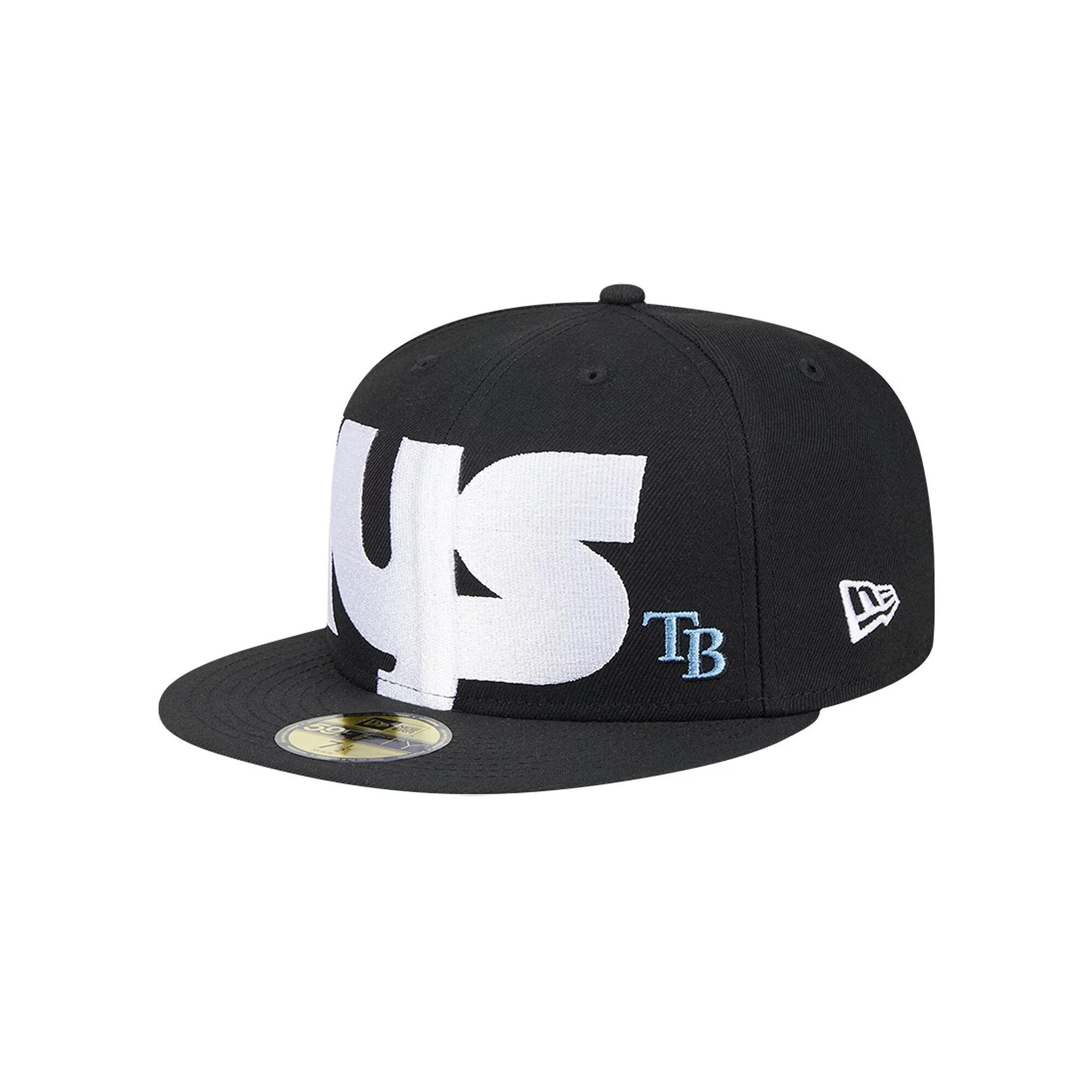 Men's New Era Black Tampa Bay Rays Checkered Undervisor 59FIFTY Fitted Hat, Size: 7 Product Image