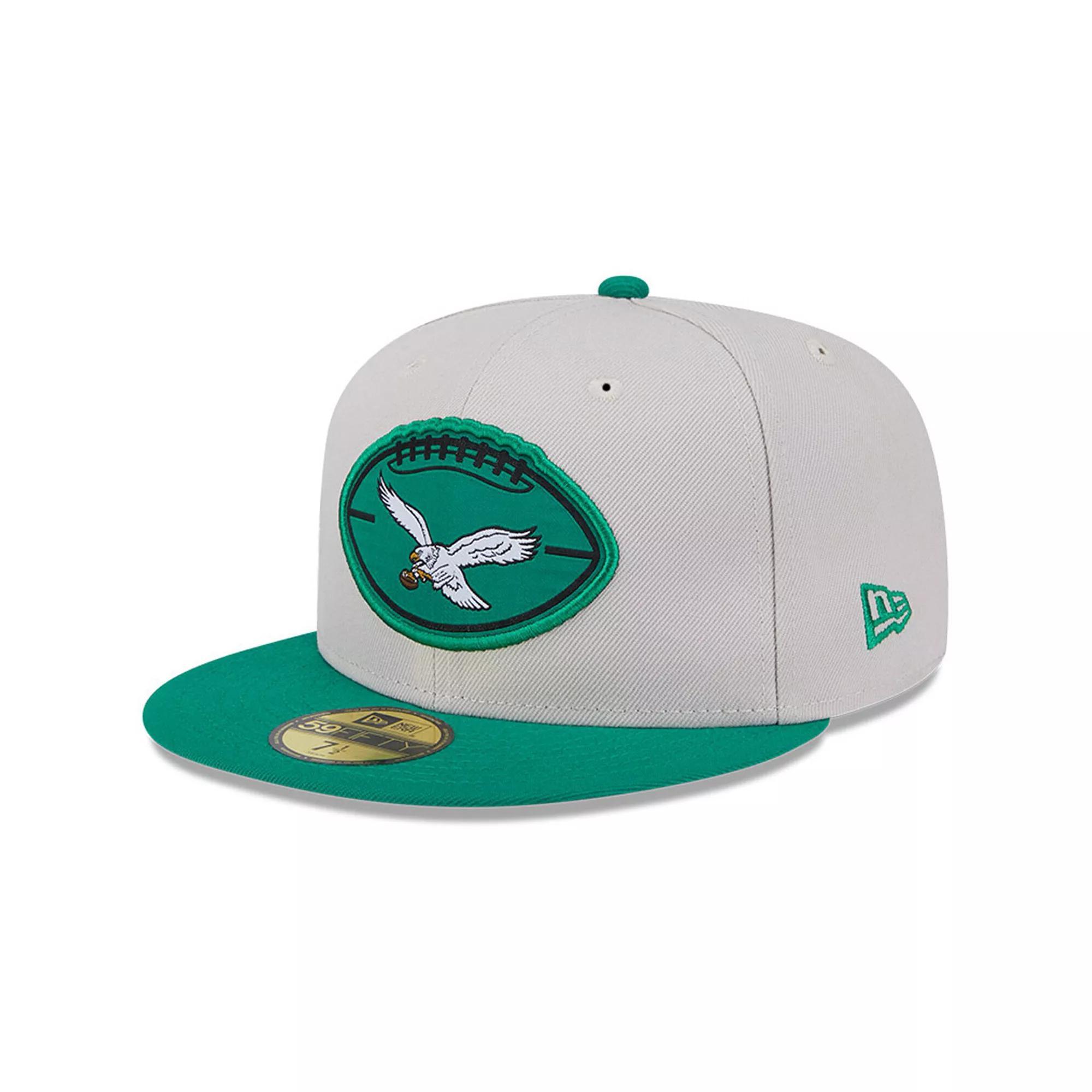 Men's New Era Stone/Kelly Green Philadelphia Eagles 2024 Sideline Historic 59FIFTY Fitted Hat, Size: 8, Team Product Image