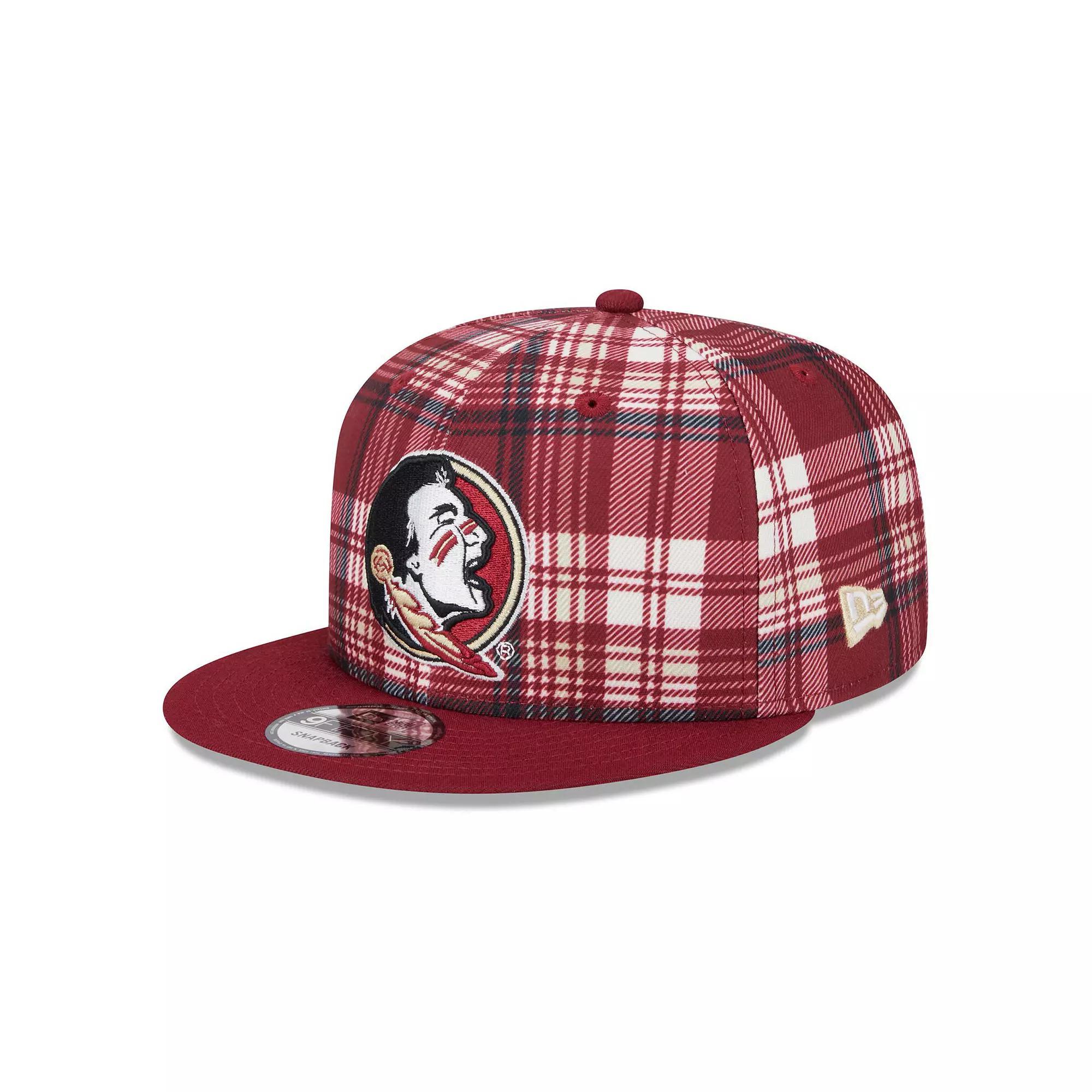 Mens New Era Garnet Florida State Seminoles Plaid 9FIFTY Snapback Hat Product Image