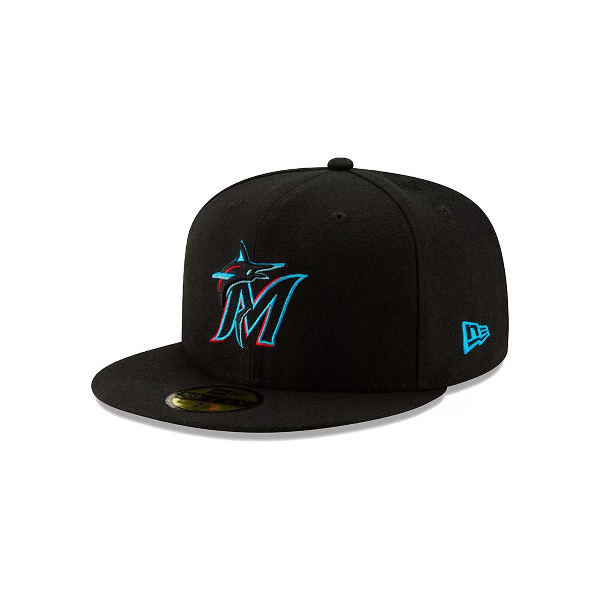Men's New Era Miami Marlins Black On-Field Authentic Collection 59FIFTY Fitted Hat, Size: 7 7/8 Product Image