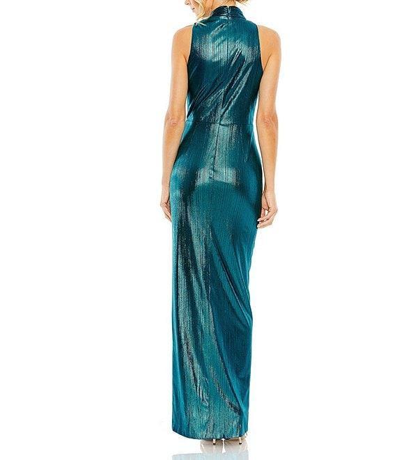 Mac Duggal Metallic Mock Neck Sleeveless Cutout Gown Product Image
