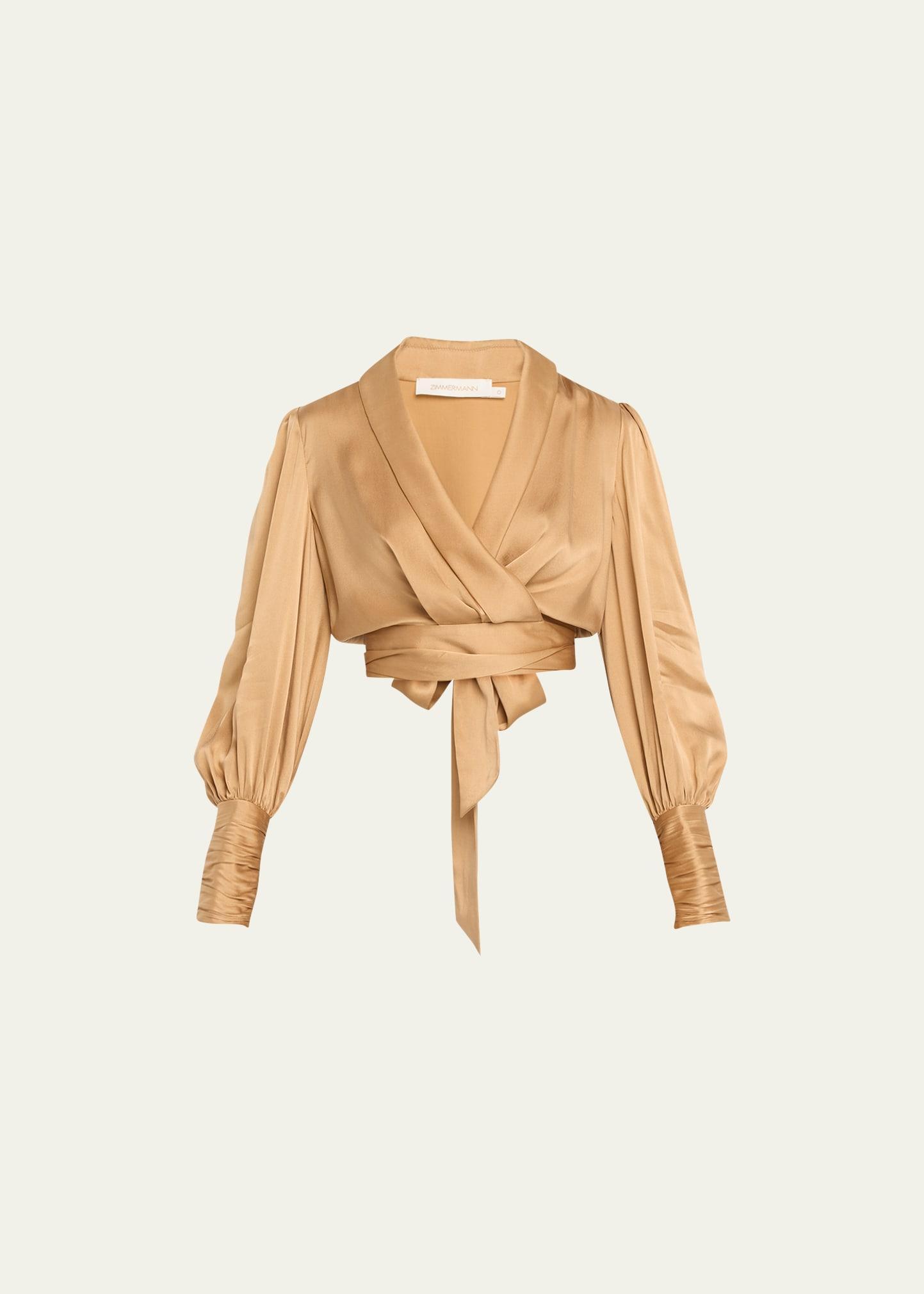 Womens Silk Crop Wrap Top Product Image