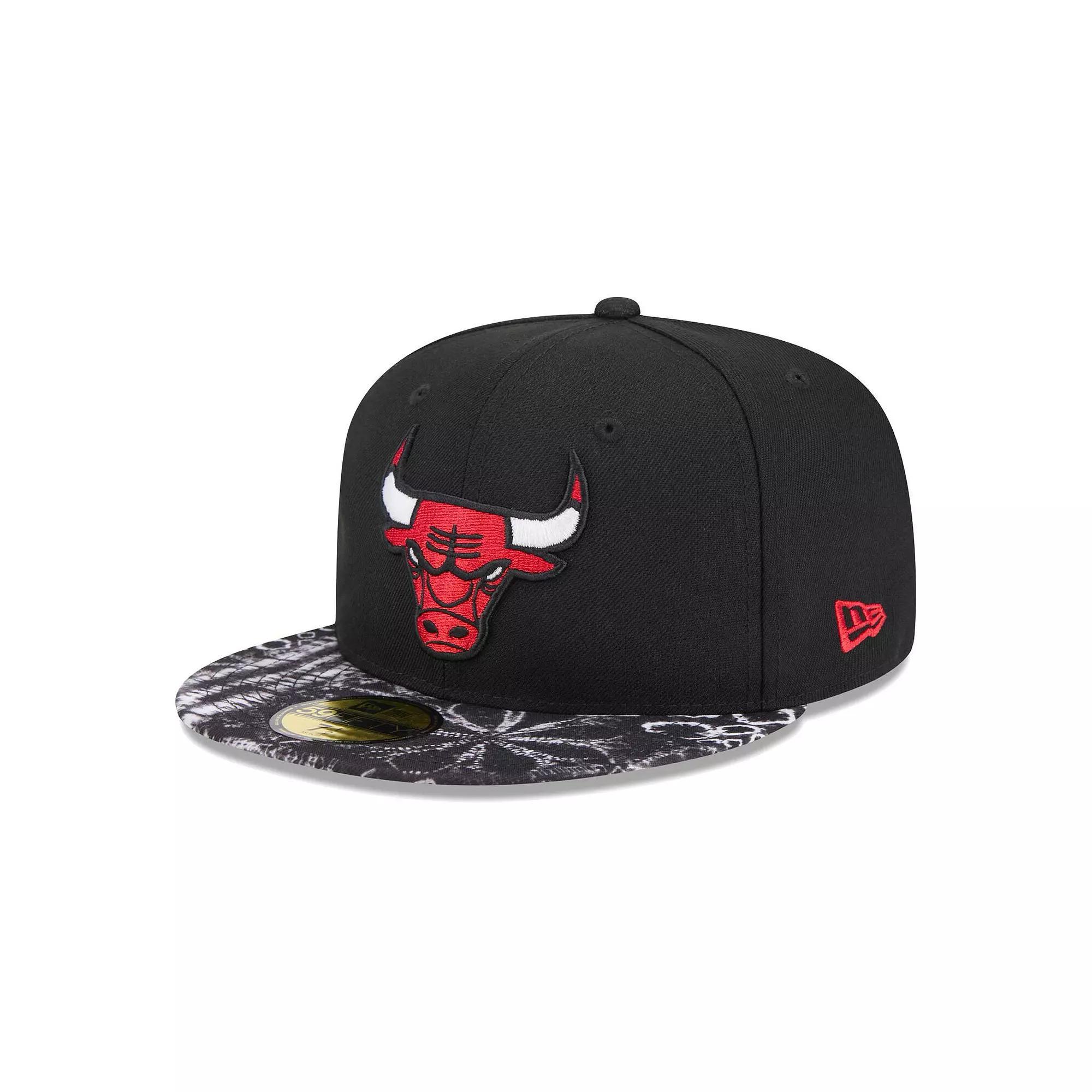 Men's New Era Black Chicago Bulls Coral Reef Visor 59FIFTY Fitted Hat, Size: 7 1/4 Product Image