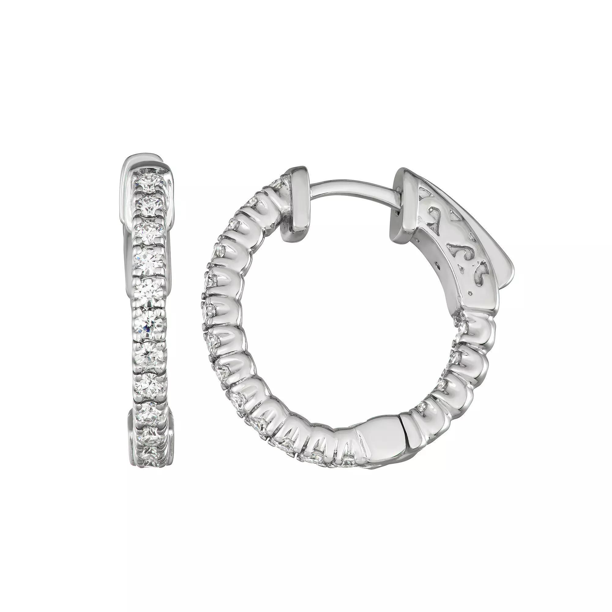 Charles & Colvard 14k Gold 5/8 Carat T.W. Lab-Created Moissanite Hoop Earrings, Women's, White Product Image