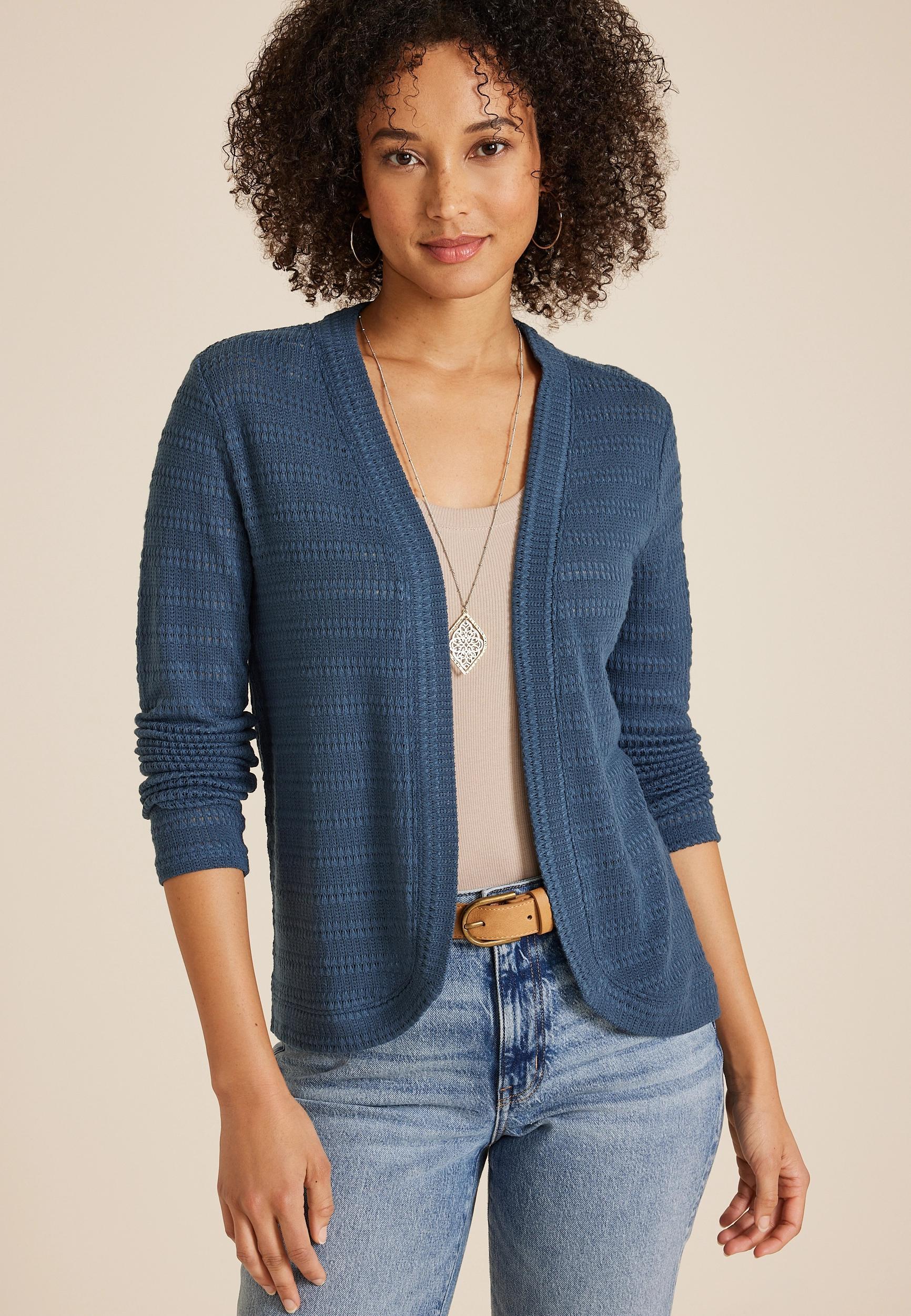 Maurices Womens Textured Cardigan Blue Size Large Product Image
