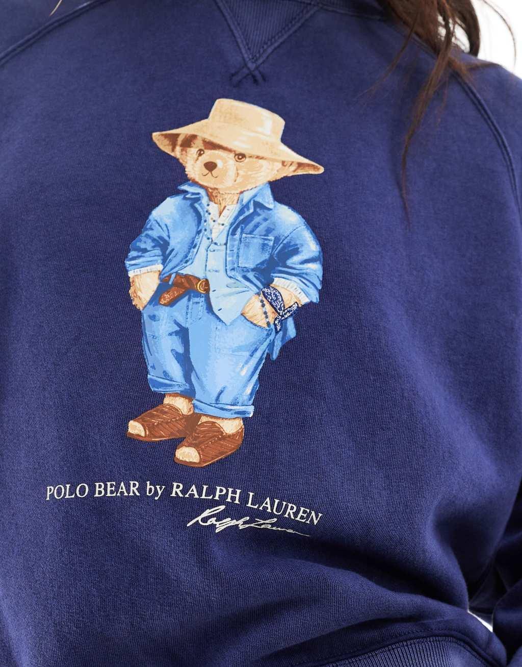 Polo Ralph Lauren traveler bear printed sweatshirt in navy Product Image