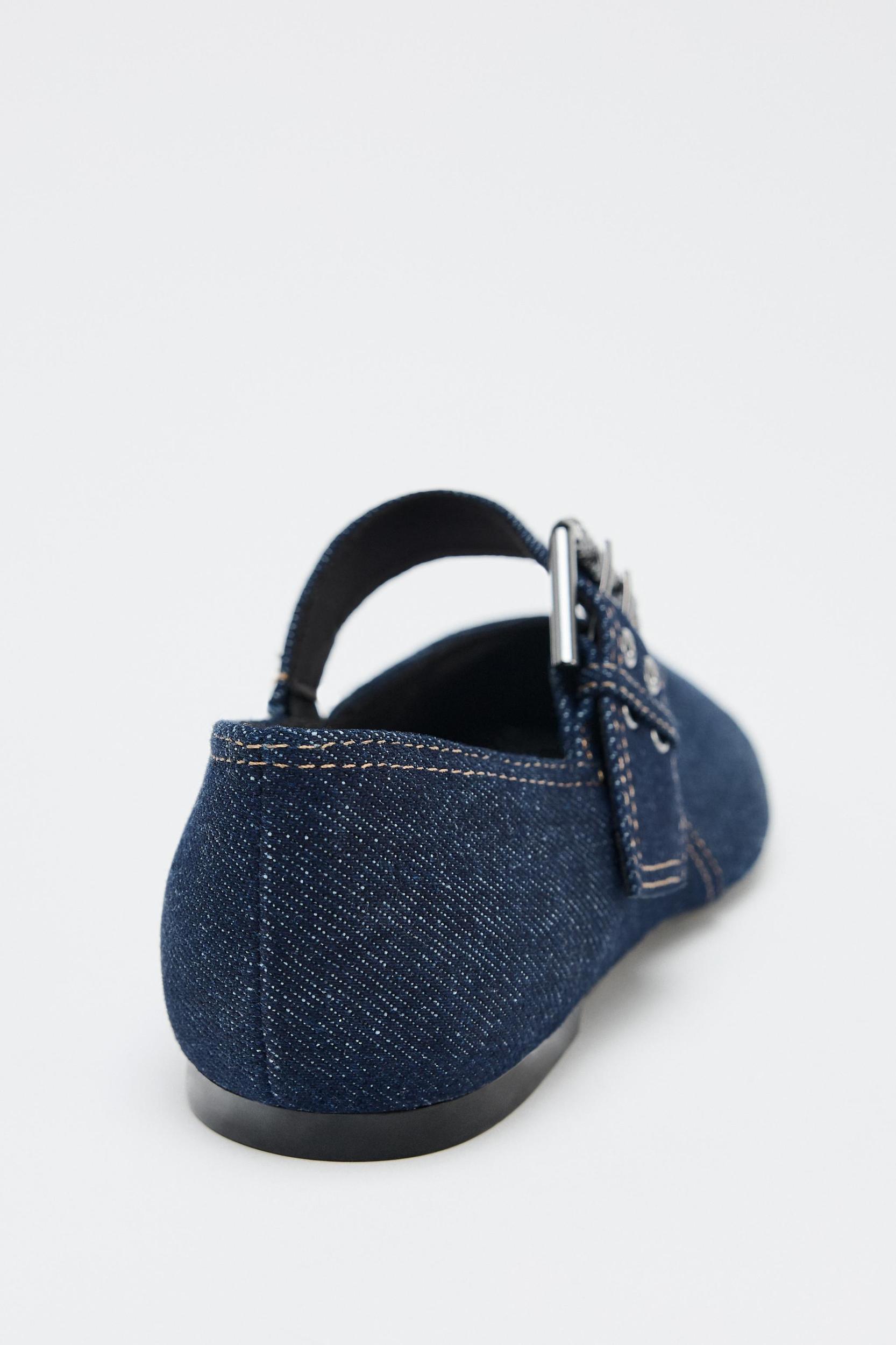 DENIM BUCKLE BALLET FLATS Product Image