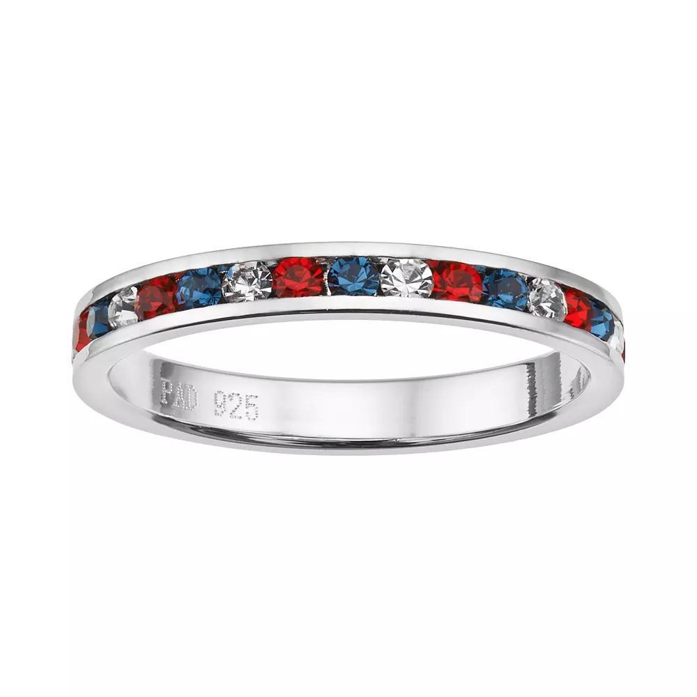 Traditions Jewelry Company Sterling Silver Crystal Eternity Ring, Women's, Size: 6, Red White Blue Product Image