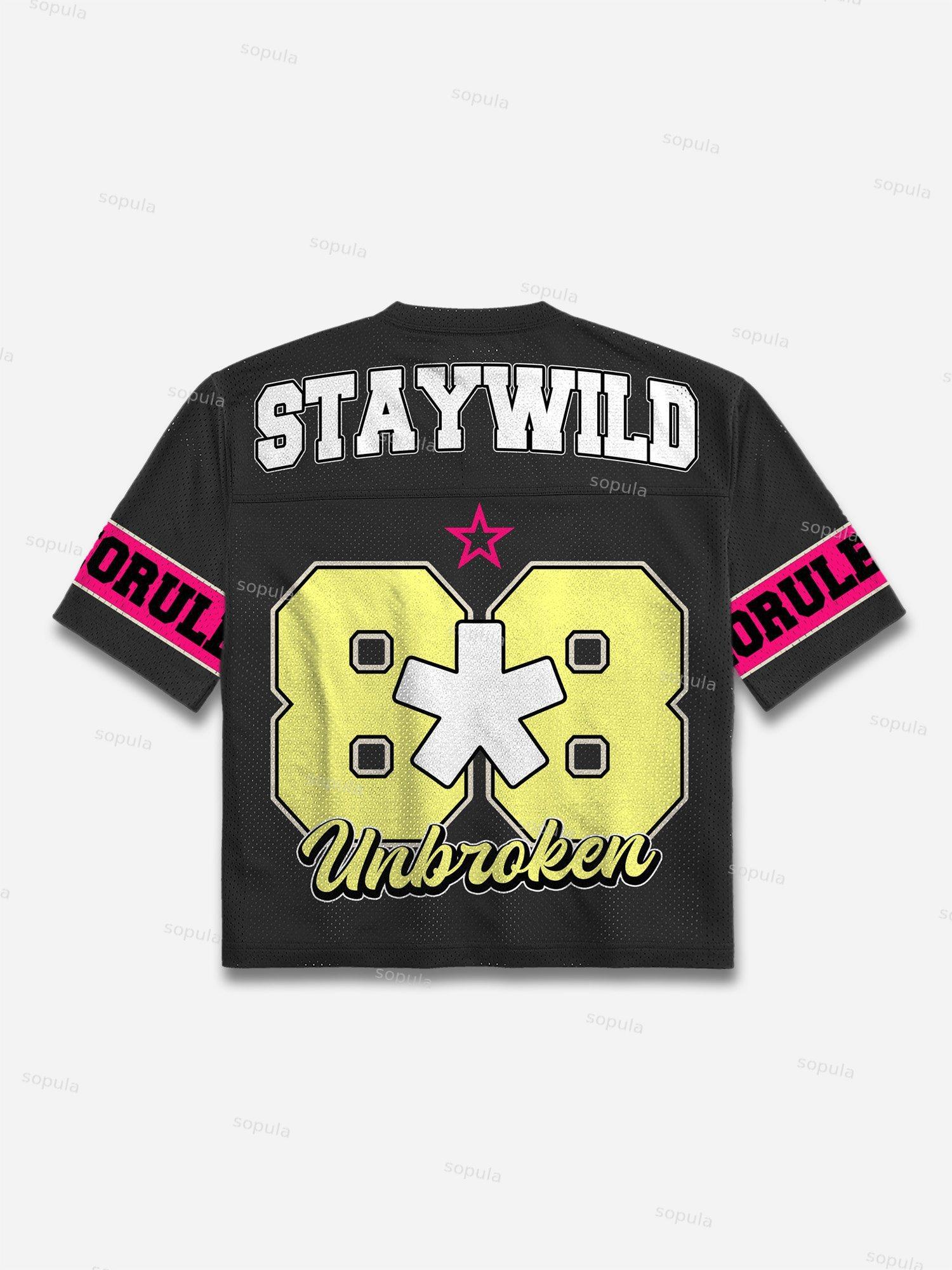 Y2k Street Stay Wild Blokecore Mesh Football Jersey T-shirt Product Image
