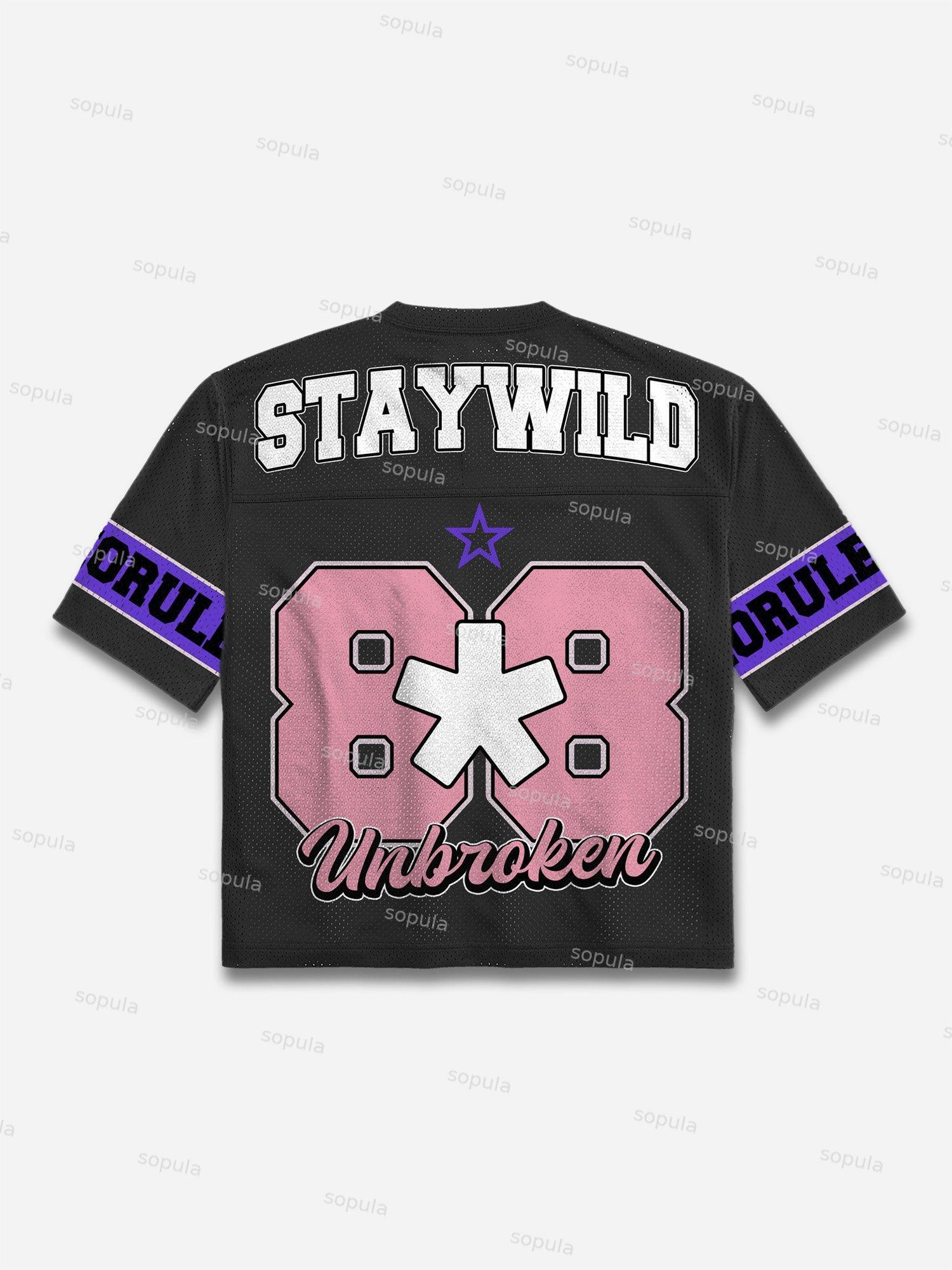 Y2k Street Stay Wild Blokecore Mesh Football Jersey T-shirt Product Image