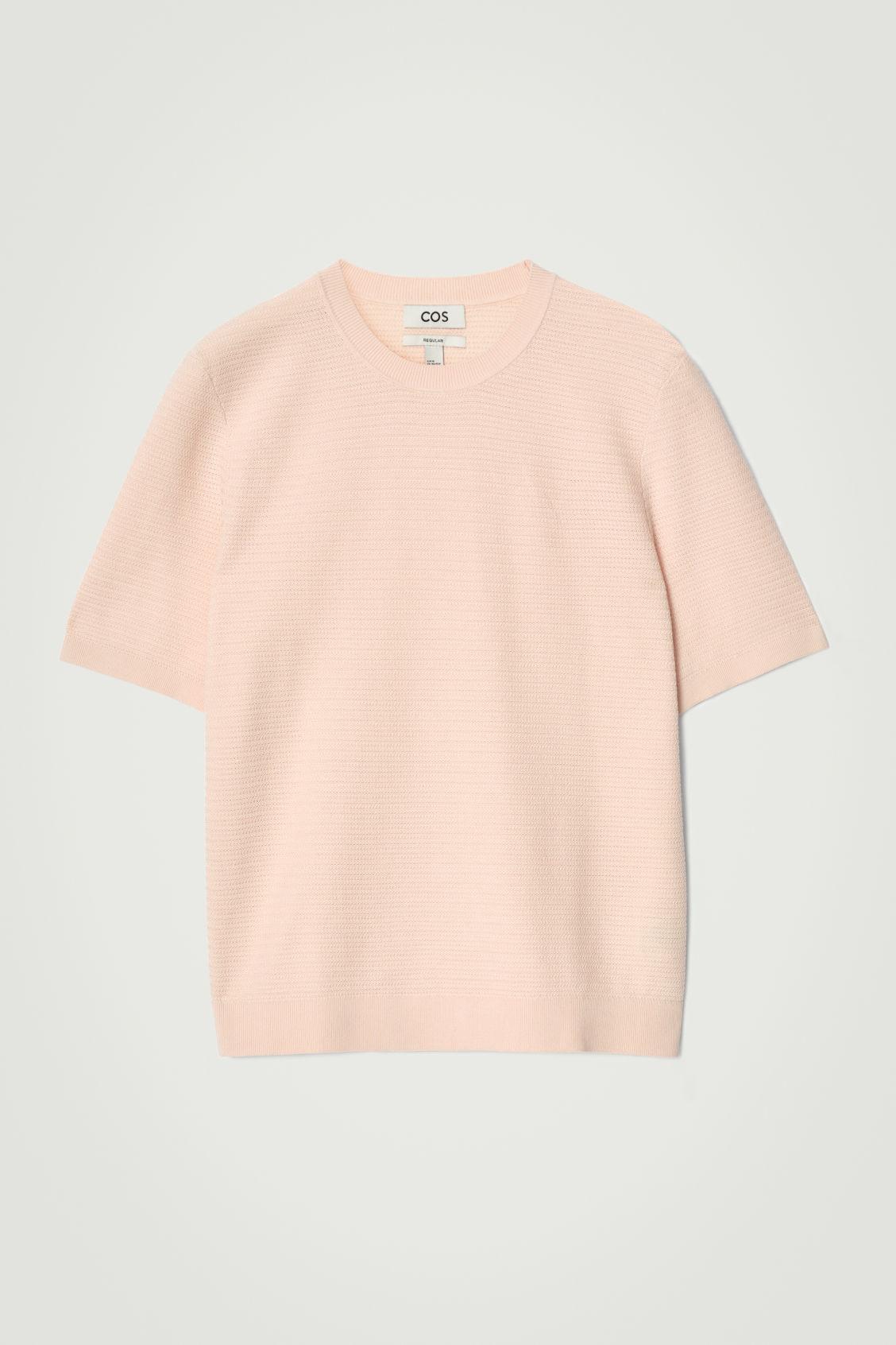 TEXTURED KNITTED COTTON T-SHIRT Product Image