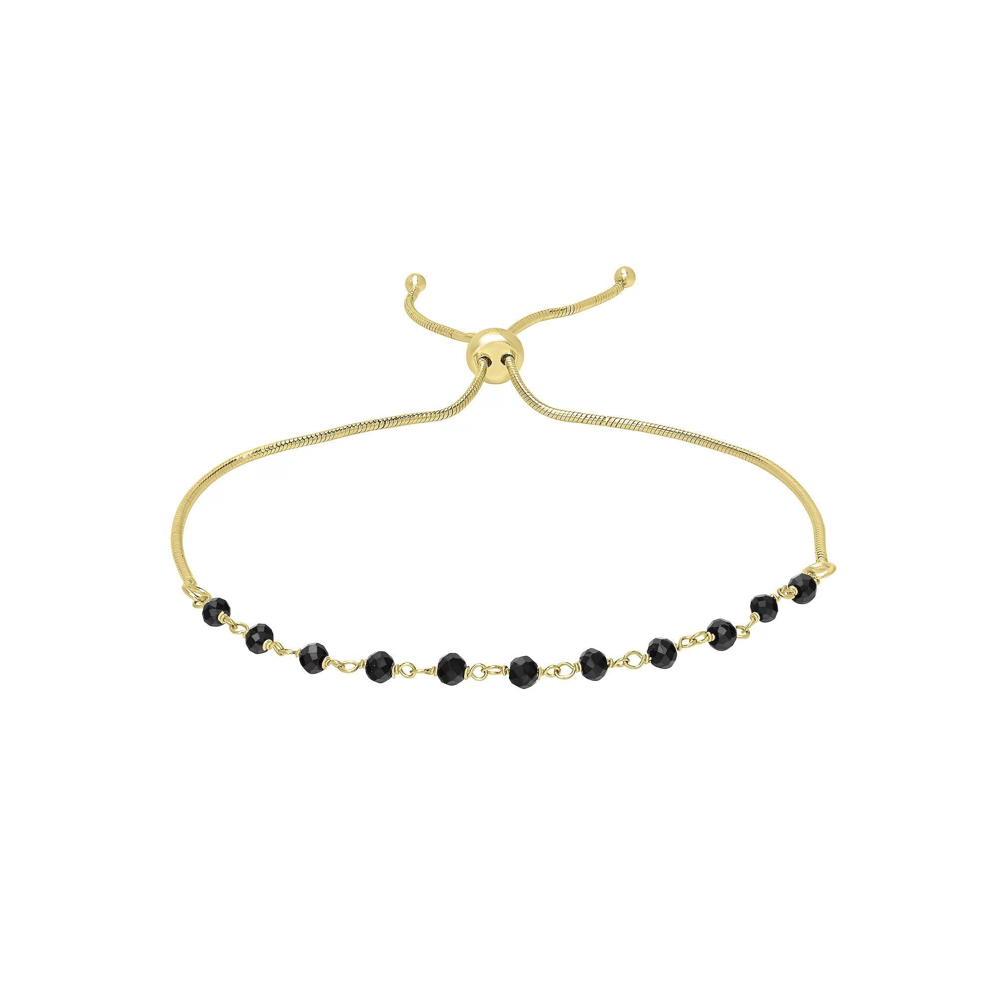 Gemistry 14k Gold over Sterling Silver Gemstone Beaded Adjustable Bracelet, Women's, Size: 11, Purple Product Image