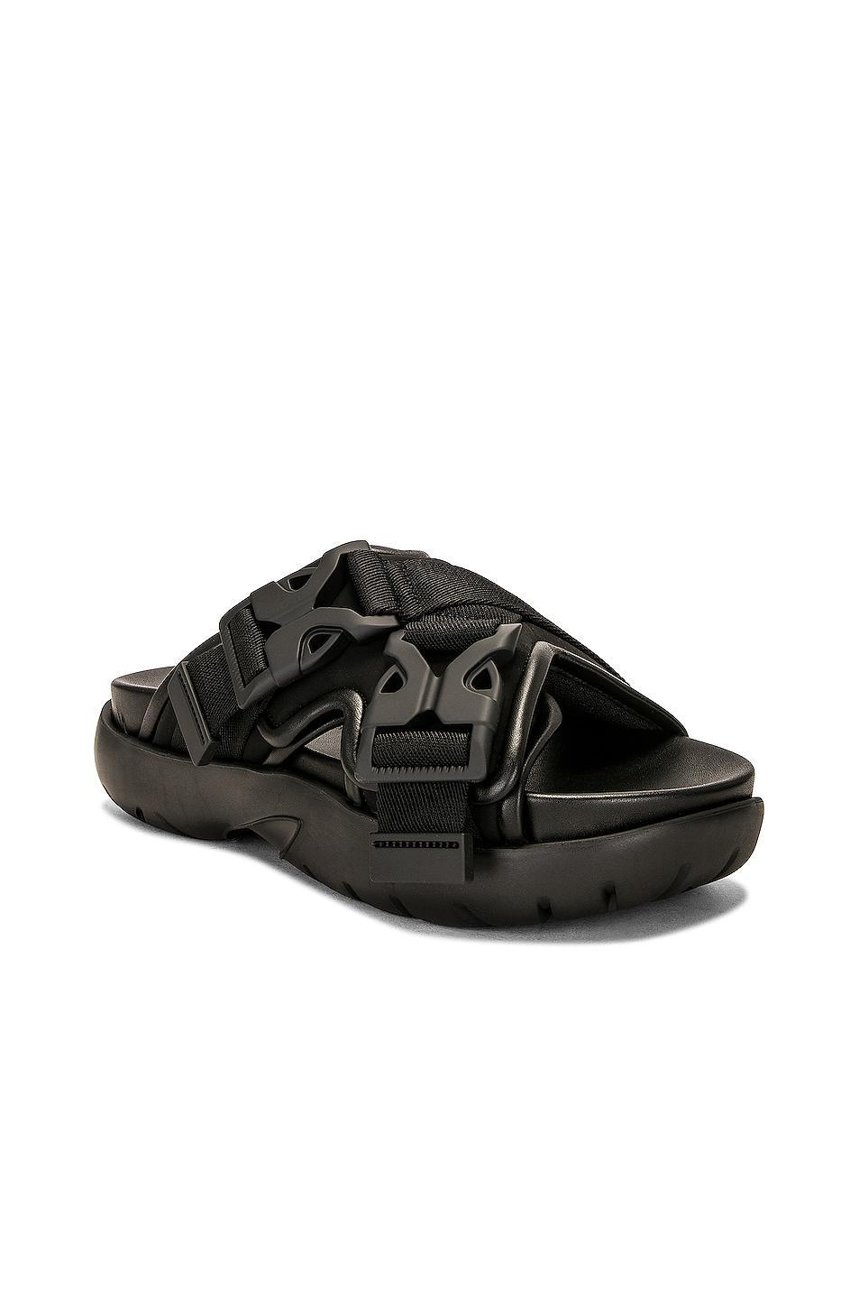 BOTTEGA VENETA Nylon Slide Sandals In Black Product Image