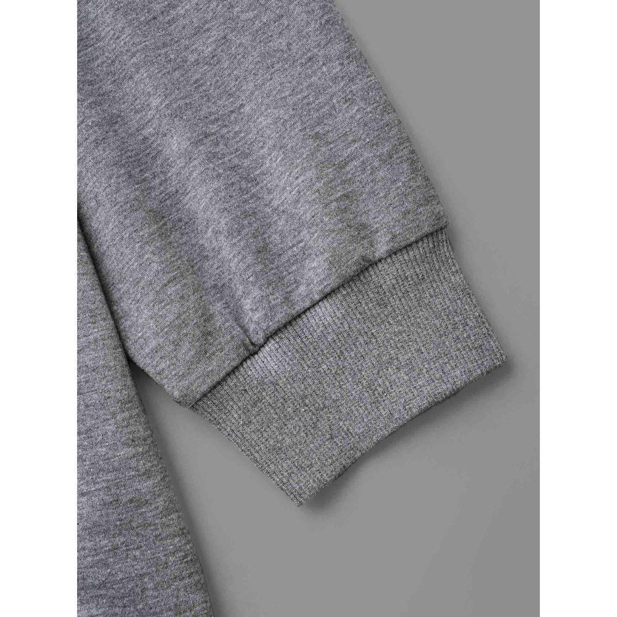 Plus Size Lace Panel Round Neck Contrast Sweatshirt Women DarkGray Elegant Woven ribbon&lace trim Round Neck Everyday Sweatshirts BloomChic 14-16/1X Product Image
