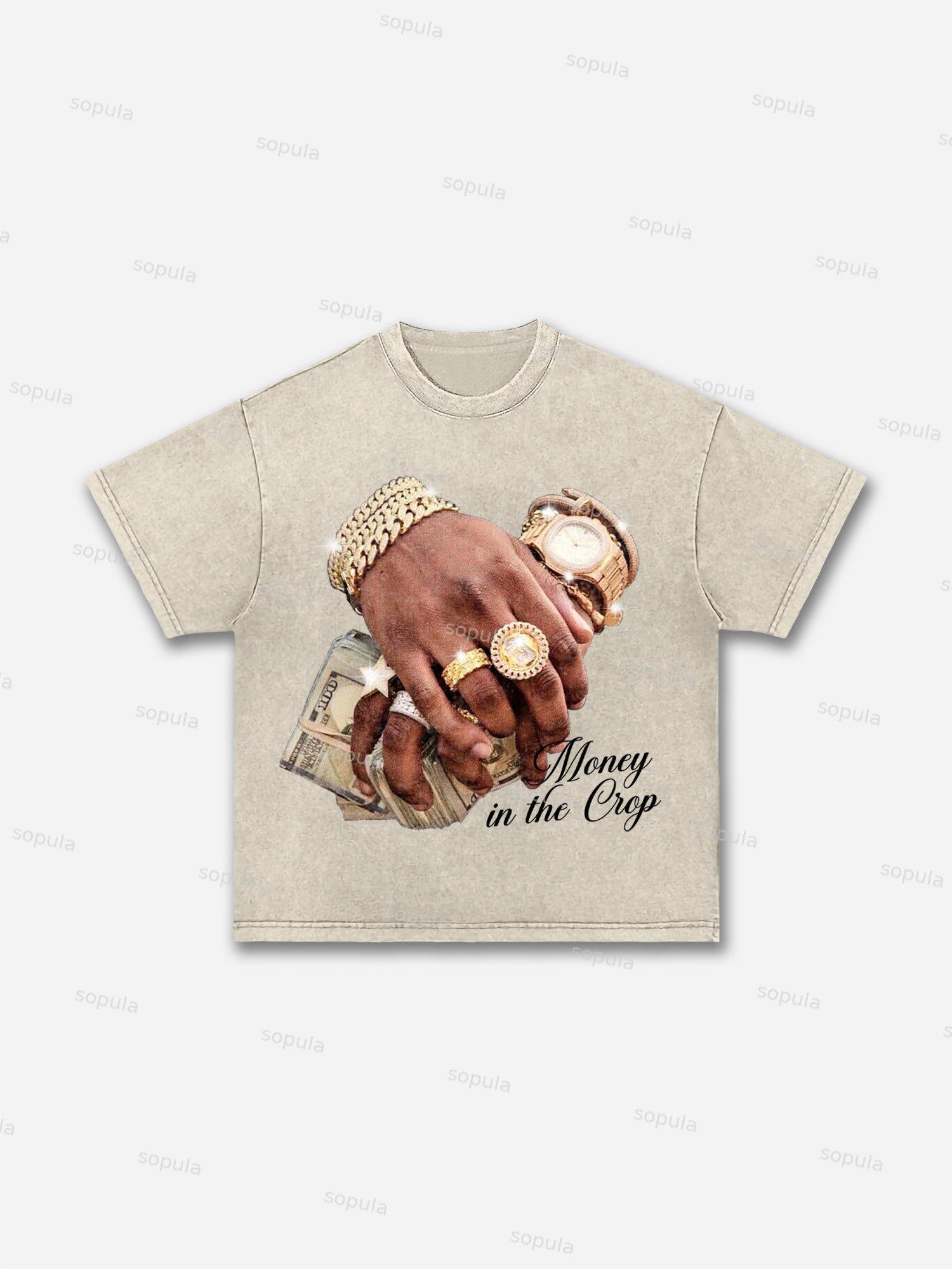 Money In The Bank Jewelry Graphic Acid Wash T-shirt Product Image