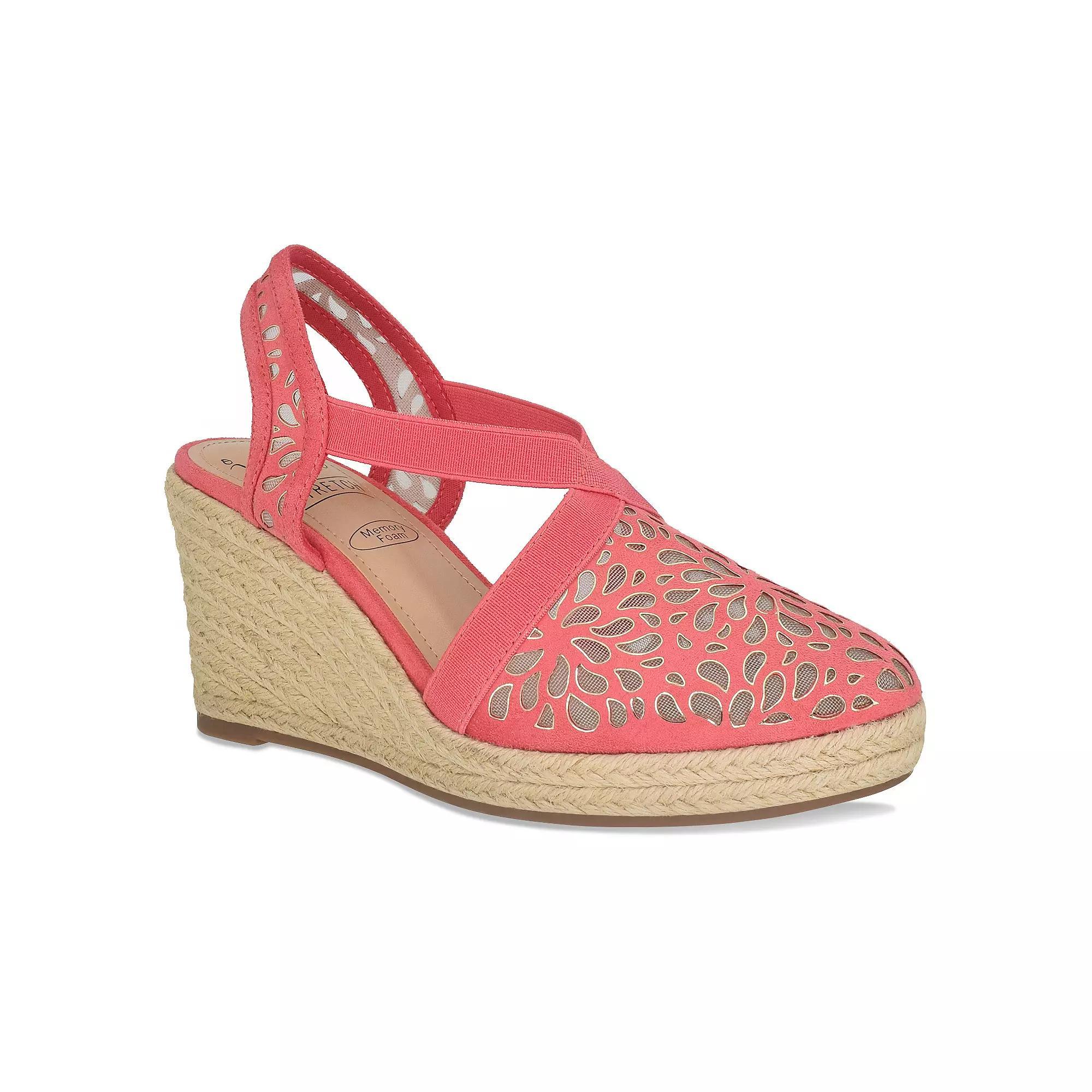 Impo® Tuccia Women's Memory Foam Laser Platform Wedge Stretch Sandals, Size: 8, Rosey Pink Product Image