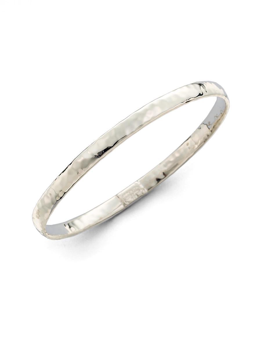 Womens Classico Narrow Sterling Silver Flat Hammered Bangle Bracelet Product Image
