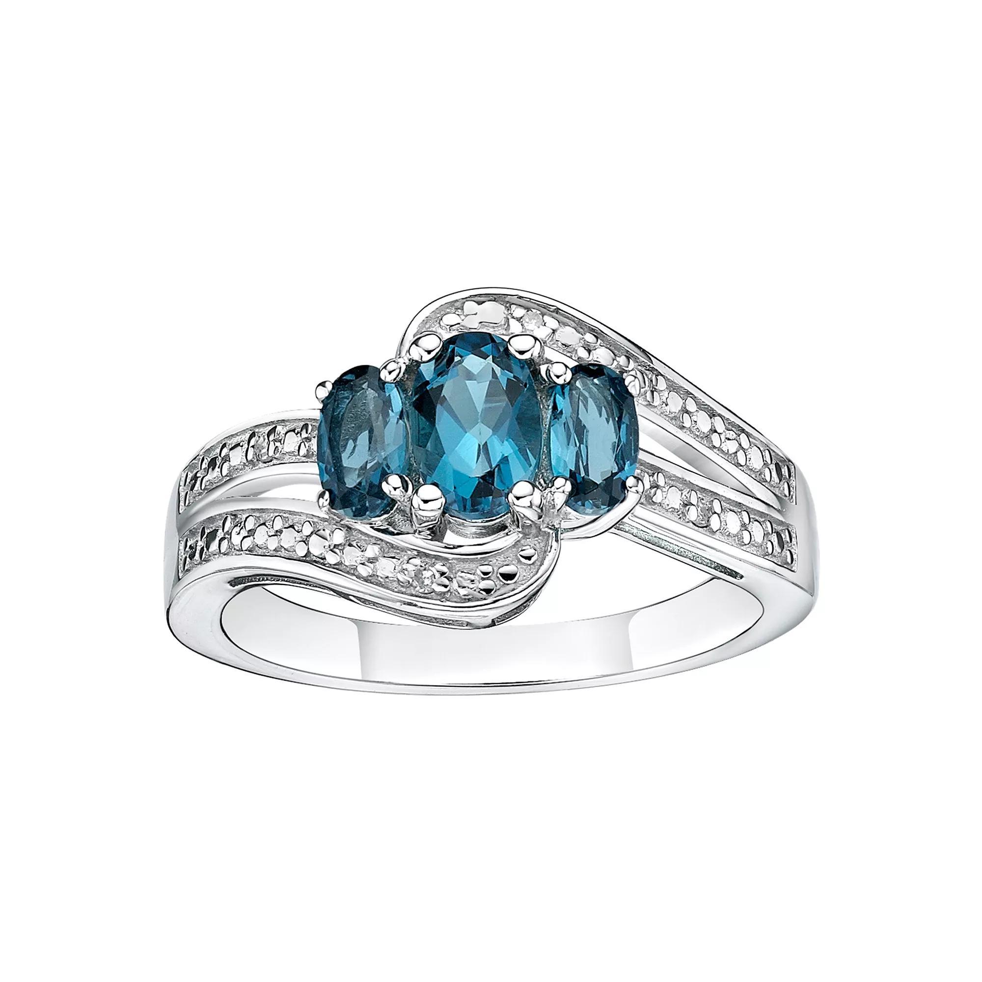 Gemminded Sterling Silver London Blue Topaz & Diamond Accent Ring, Women's, Size: 5 Product Image
