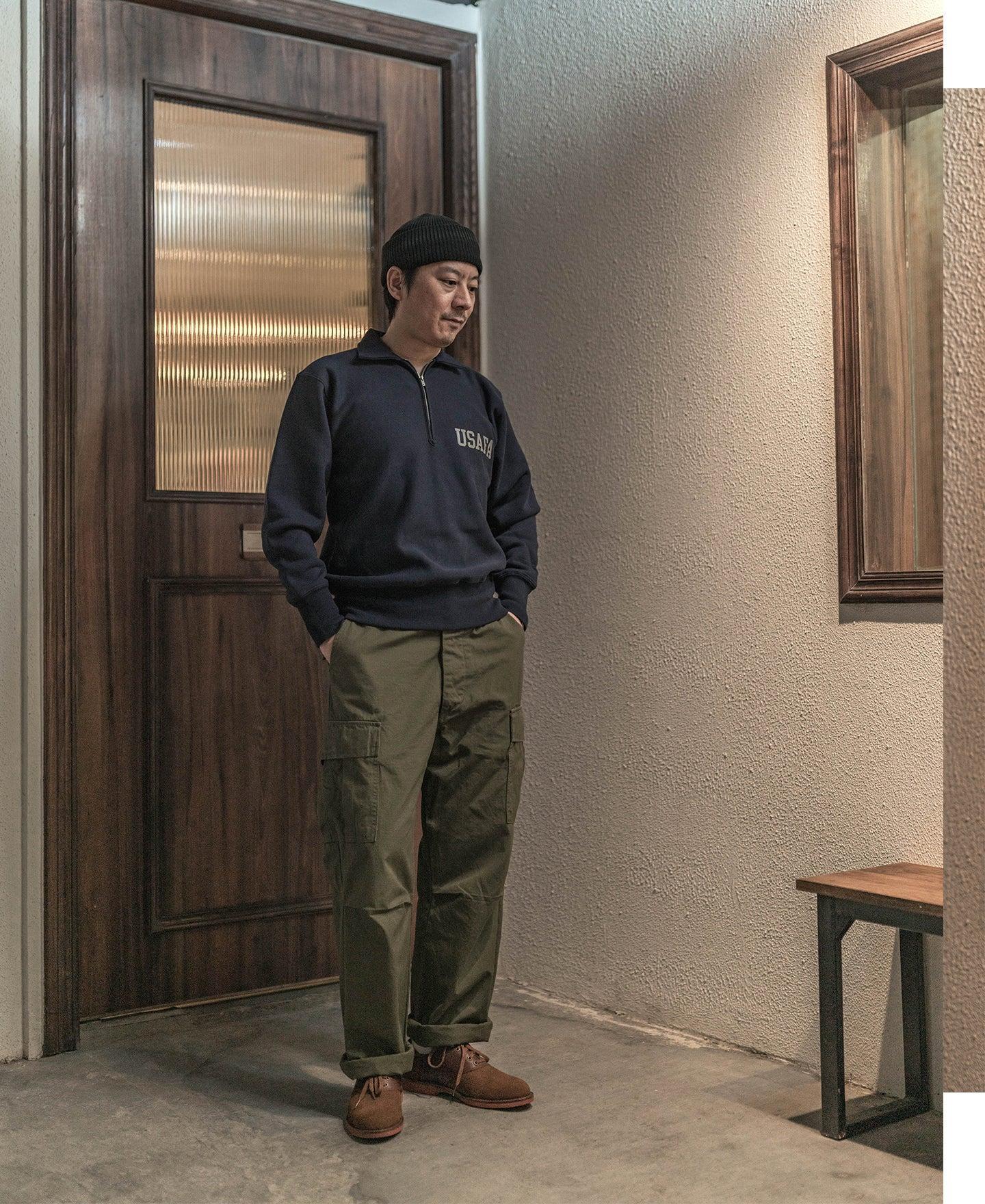 1950s USAFA Reverse Weave Half-Zip Sweatshirt - Navy Product Image